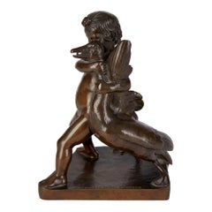 Ferdinand Barbedienne '1810-1892' French Bronze Sculpture Boy with Goose