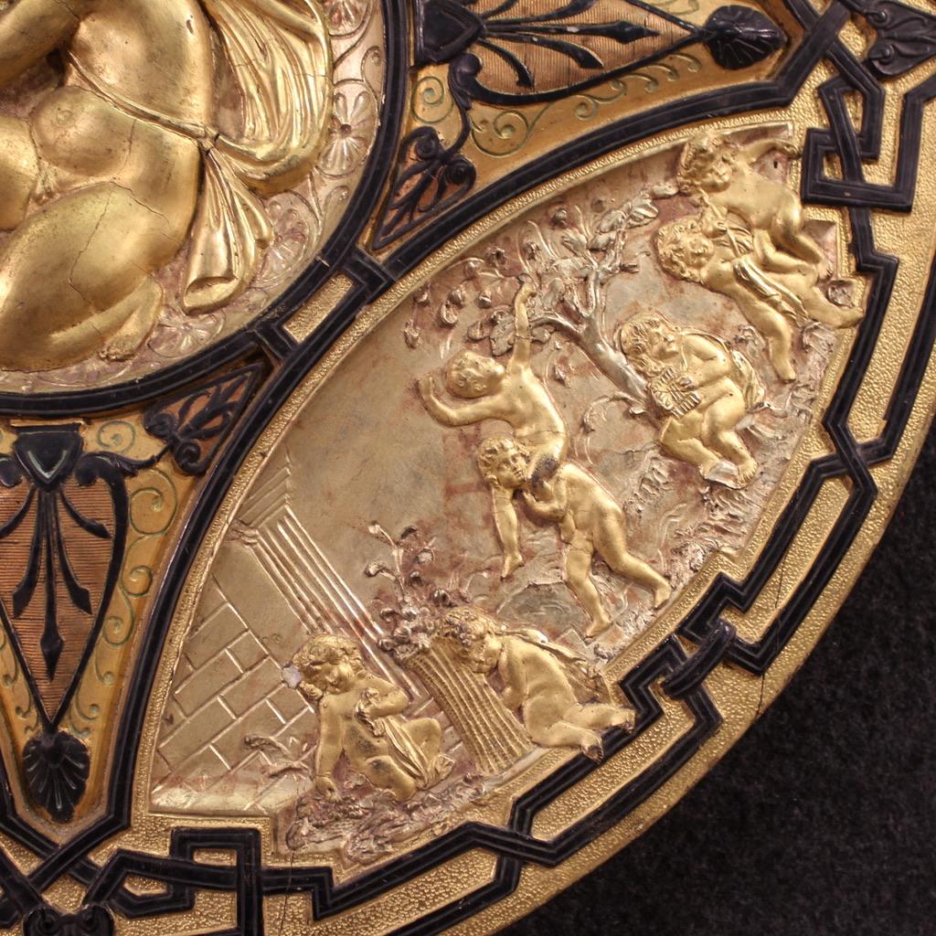 19th Century Gold Wood French Signed F. Barbedienne Paris Shield Sculpture For Sale 7