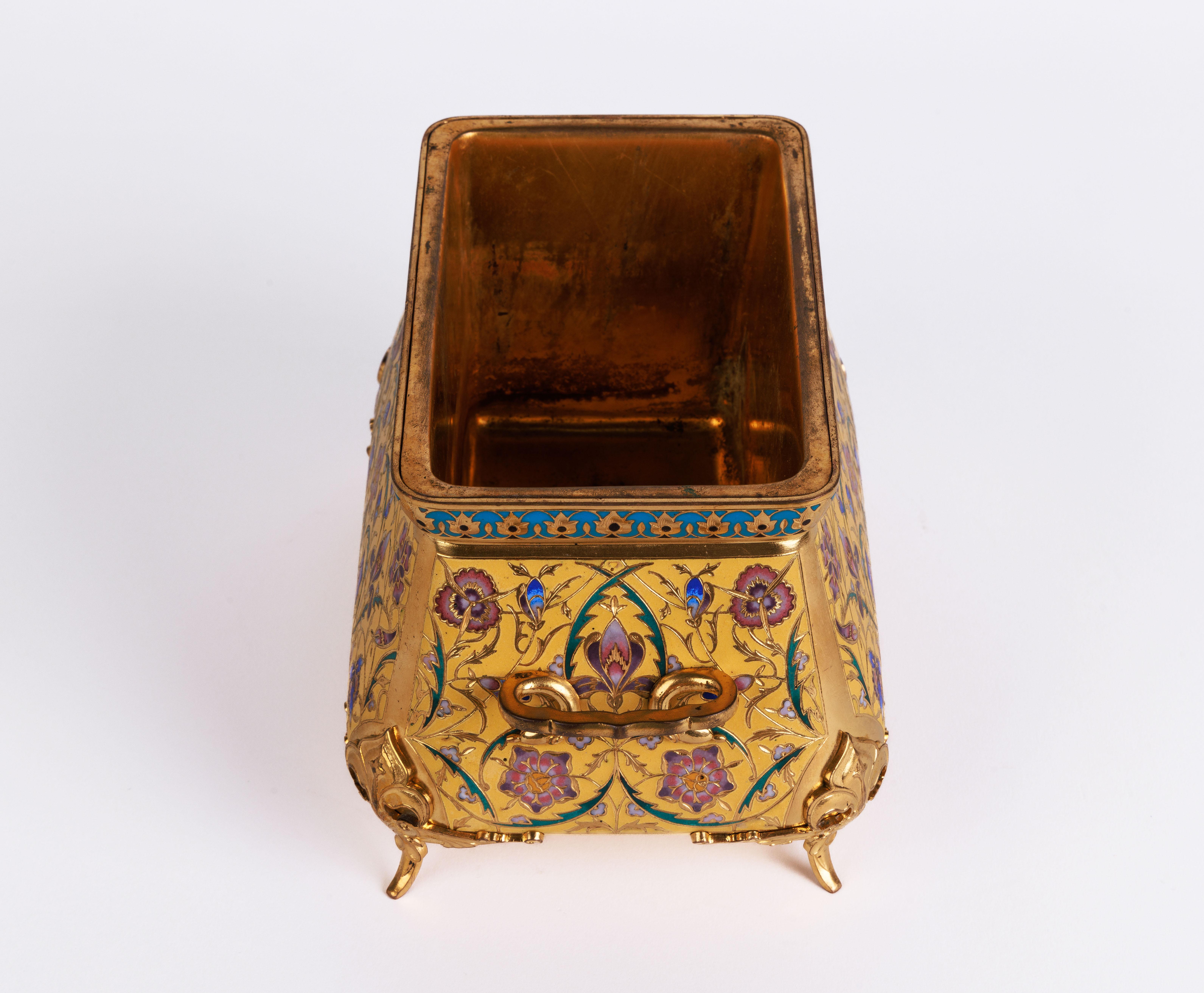 Ferdinand Barbedienne, a French Ormolu and Champleve Enamel Jardiniere, C. 1870 For Sale 5
