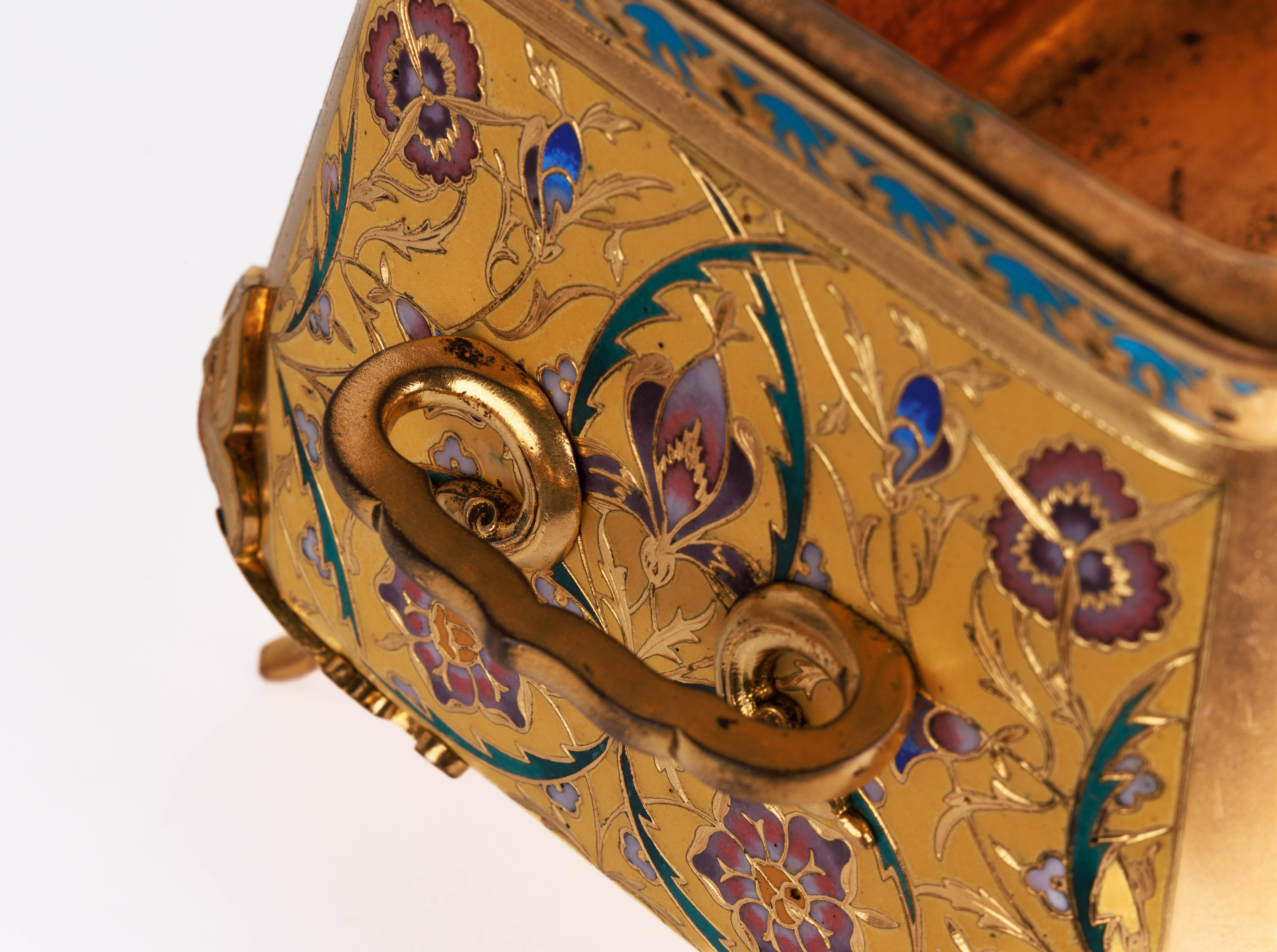 Ferdinand Barbedienne, a French Ormolu and Champleve Enamel Jardiniere, C. 1870 For Sale 1