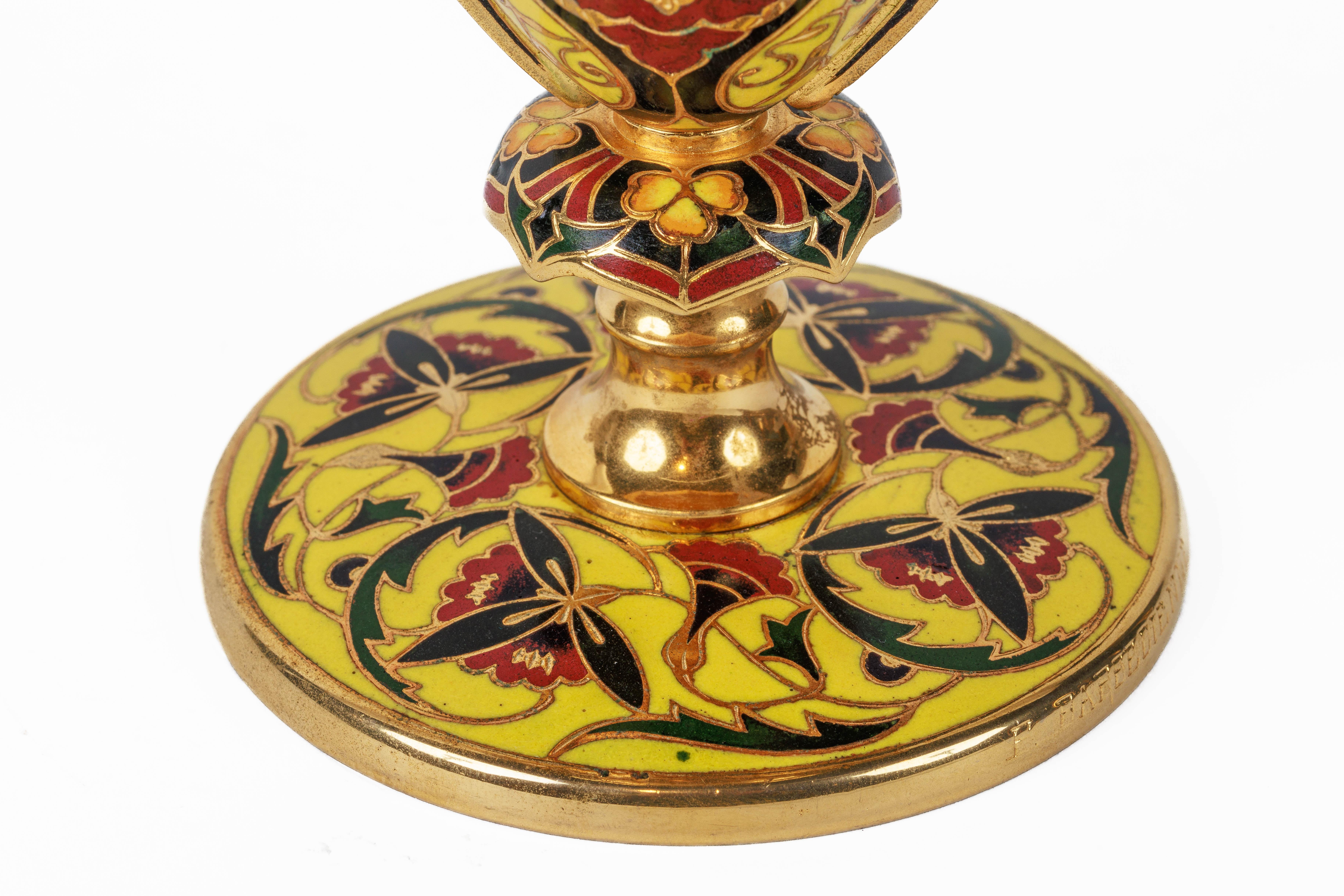 Ferdinand Barbedienne, A French Ormolu and Champleve Enamel Vase, C. 1870 4