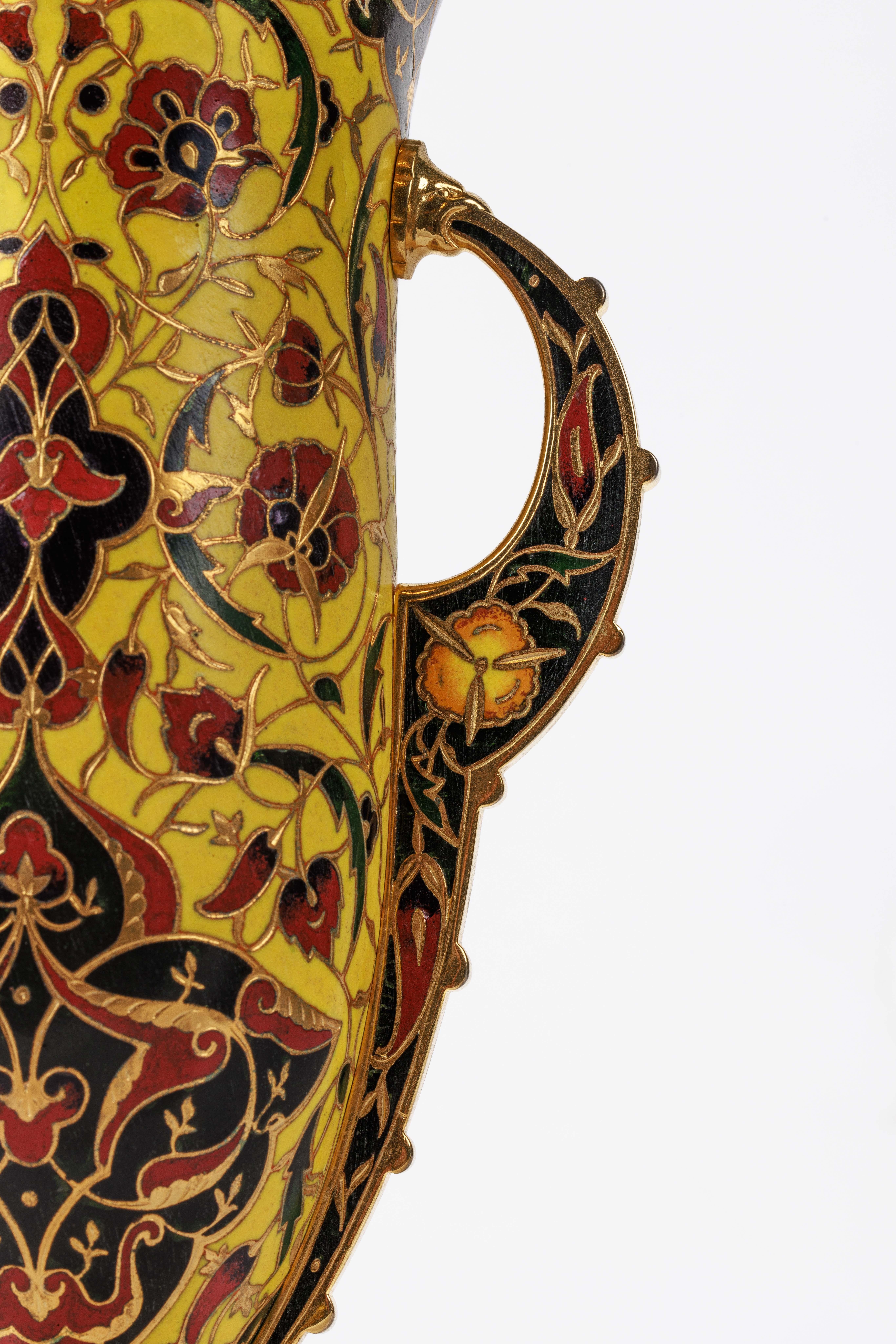 Ferdinand Barbedienne, A French Ormolu and Champleve Enamel Vase, C. 1870 6