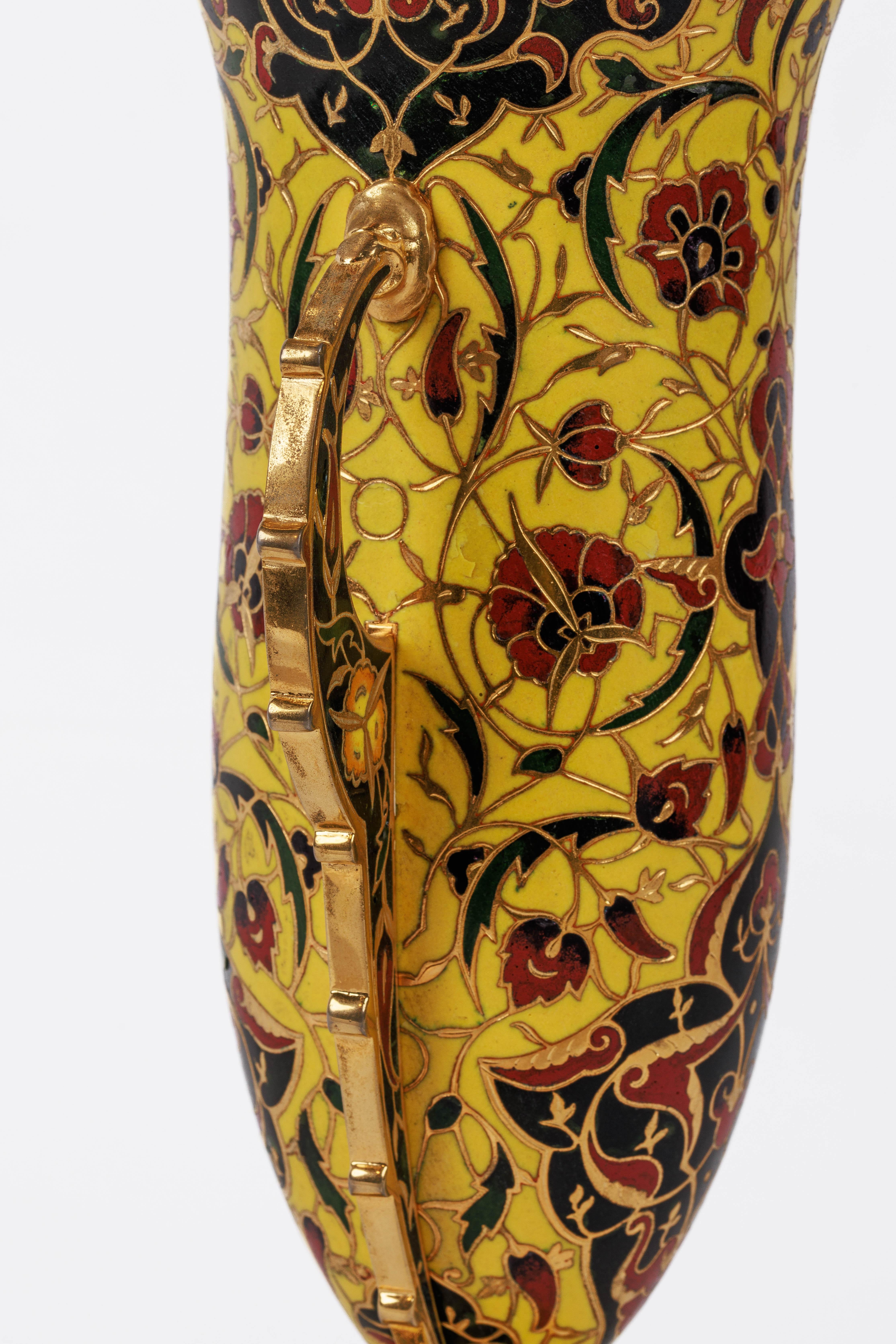 Ferdinand Barbedienne, A French Ormolu and Champleve Enamel Vase, C. 1870 For Sale 12