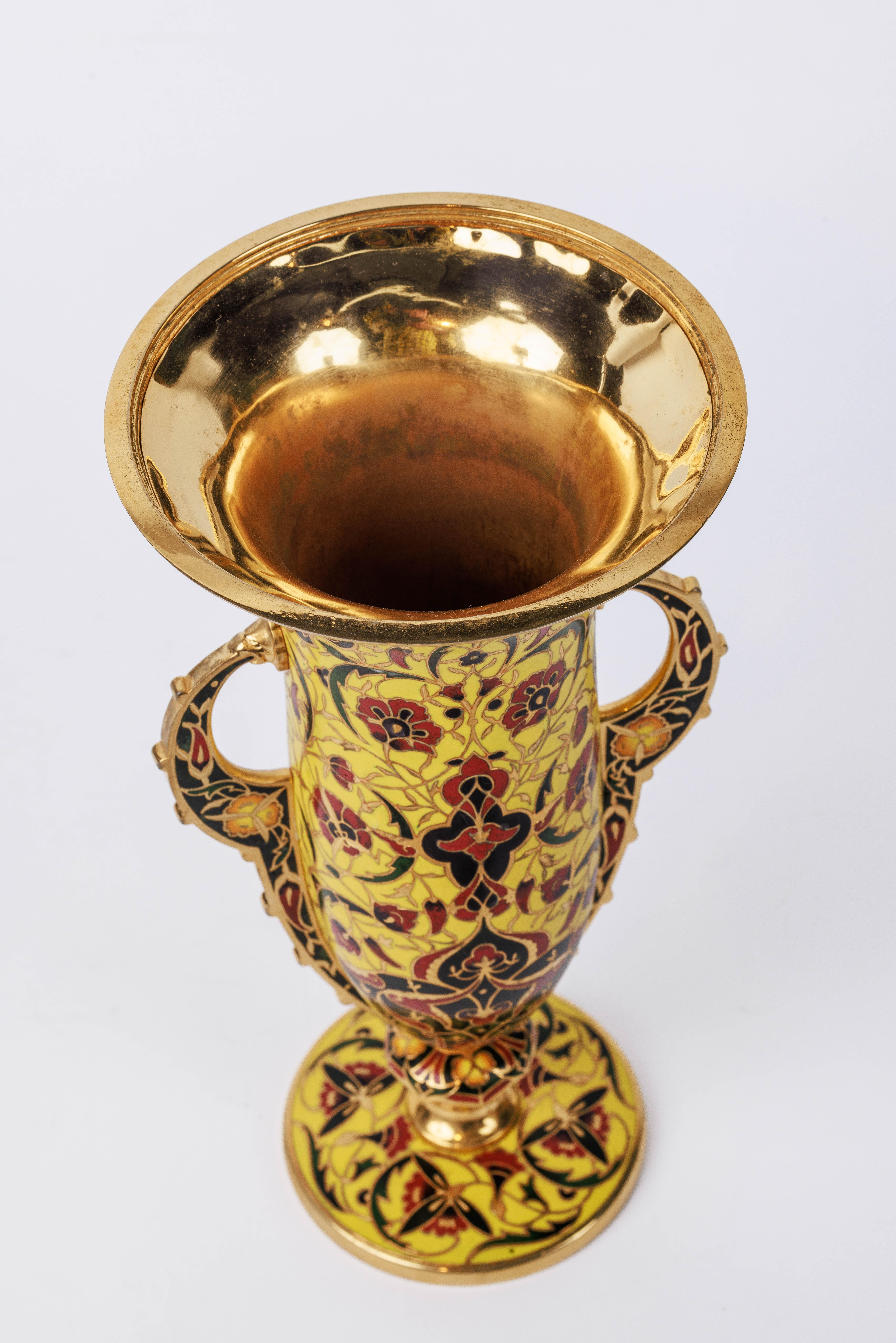 Ferdinand Barbedienne, A French Ormolu and Champleve Enamel Vase, C. 1870 For Sale 13