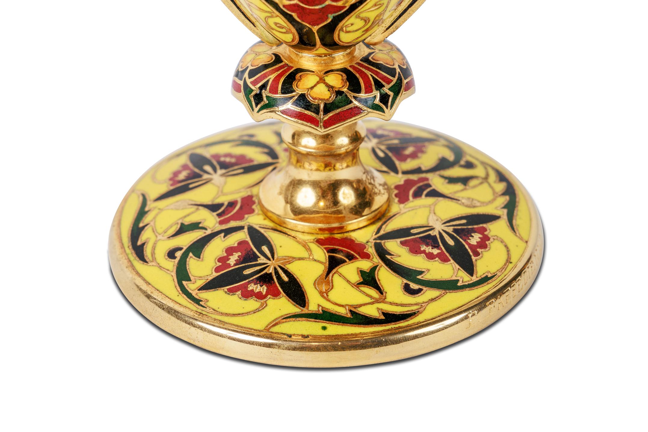 Ferdinand Barbedienne, A French Ormolu and Champleve Enamel Vase, C. 1870 In Good Condition In New York, NY