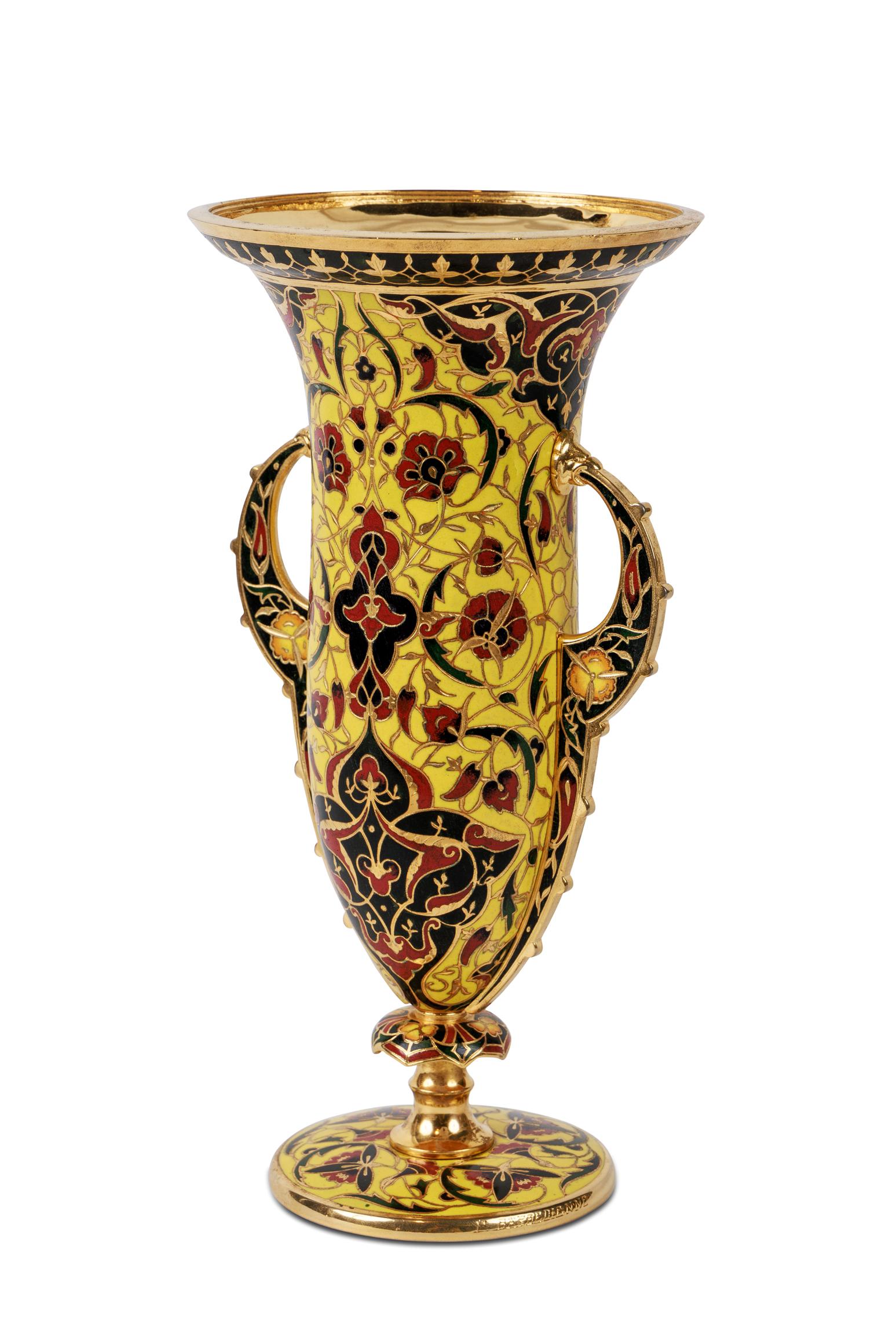 Ferdinand Barbedienne, A French Ormolu and Champleve Enamel Vase, C. 1870 1