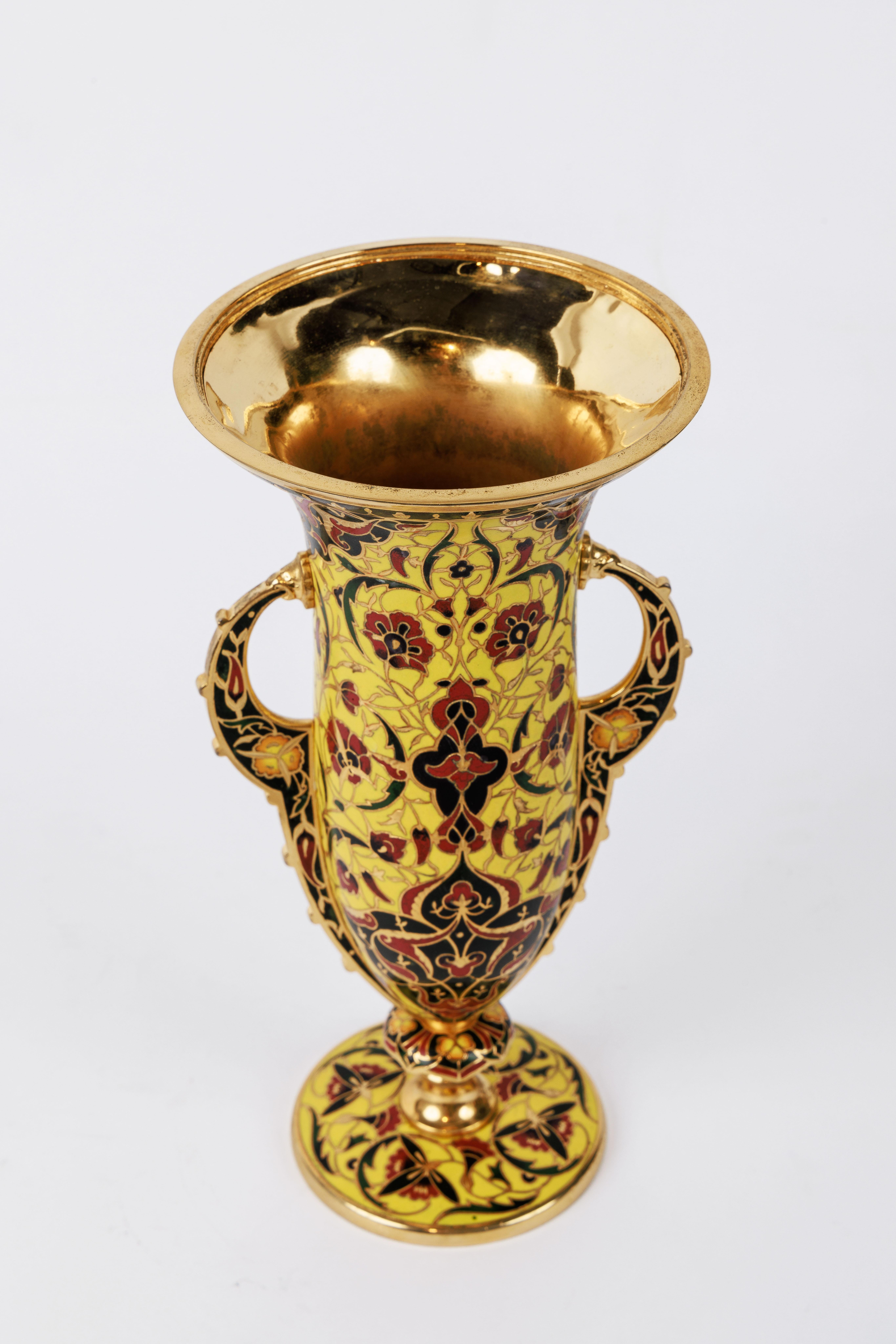 Ferdinand Barbedienne, A French Ormolu and Champleve Enamel Vase, C. 1870 2