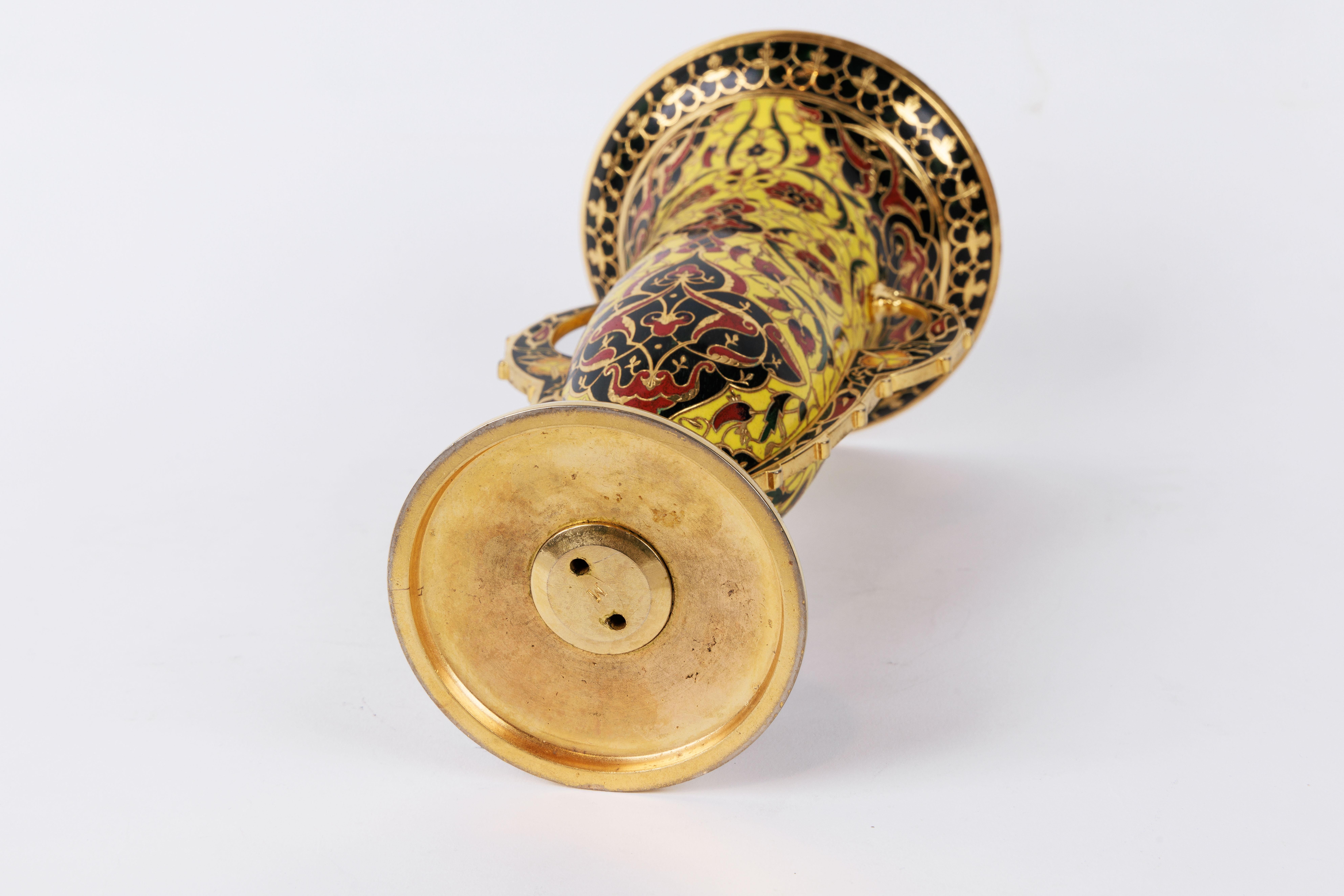 Ferdinand Barbedienne, A French Ormolu and Champleve Enamel Vase, C. 1870 3