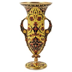 Ferdinand Barbedienne, eine französische Vase aus Goldbronze und Champleve-Emaille, um 1870