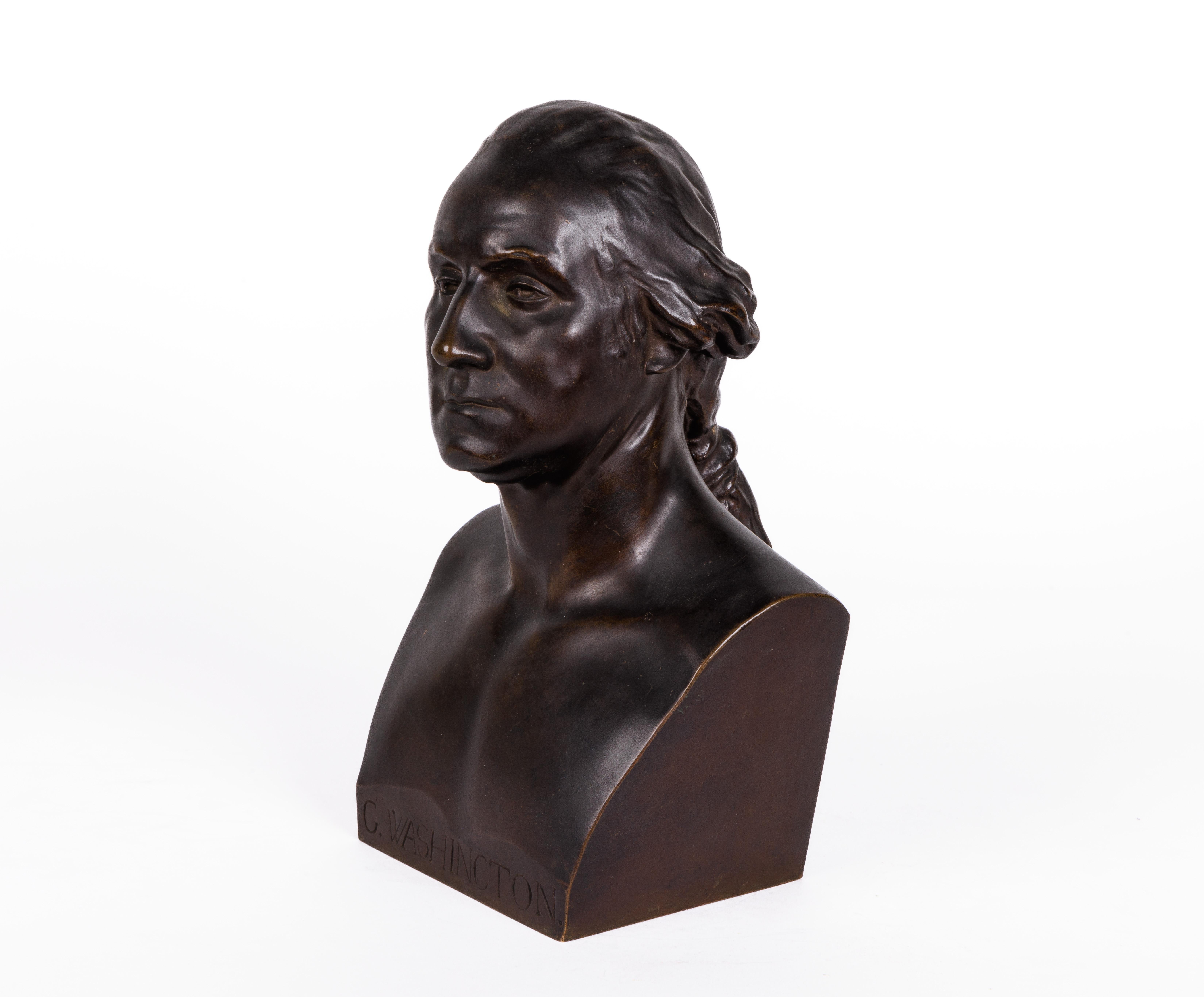 Ferdinand Barbedienne, a French Patinated Bronze Bust of George Washington In Good Condition In New York, NY