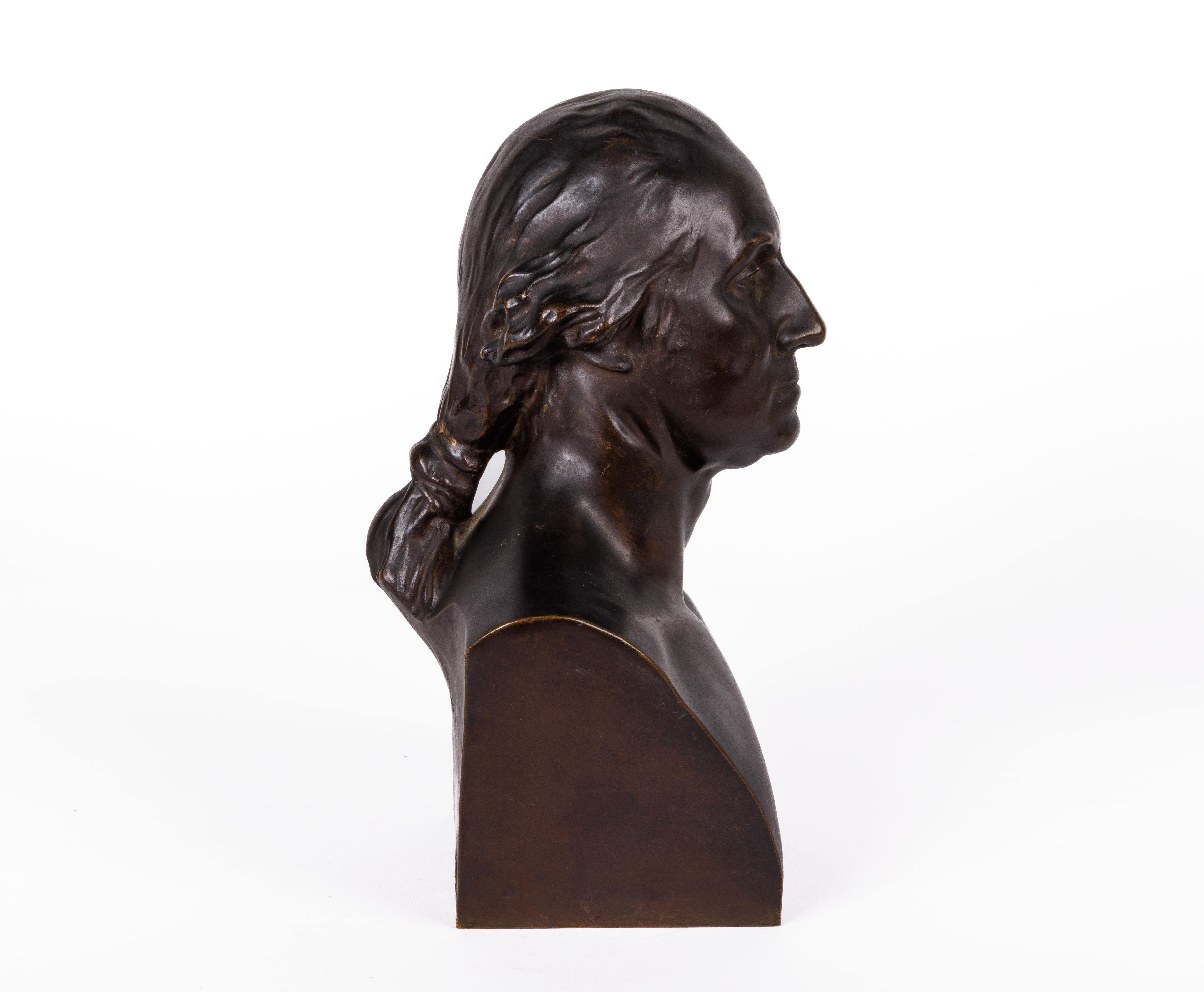 19th Century Ferdinand Barbedienne, a French Patinated Bronze Bust of George Washington
