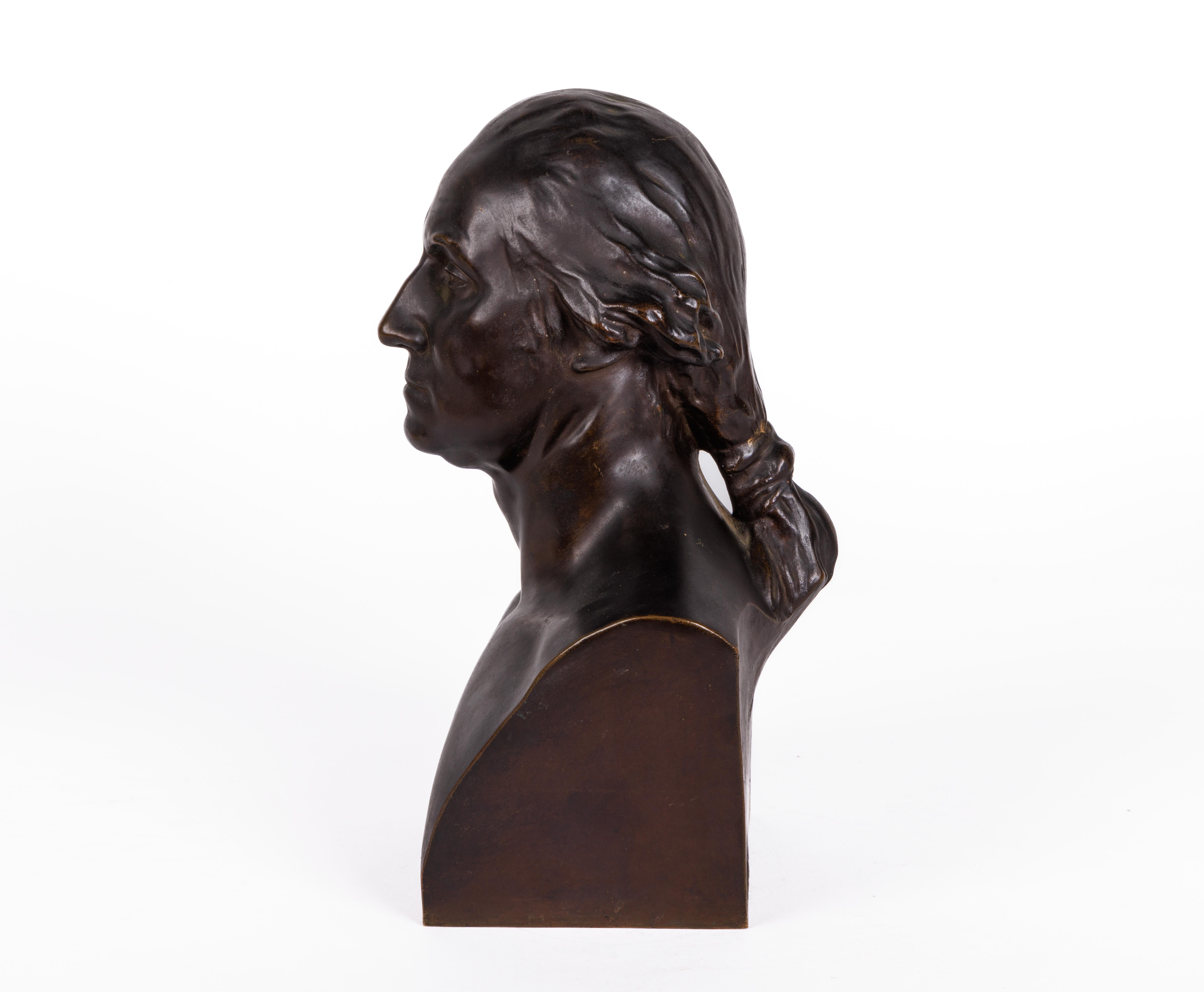 Ferdinand Barbedienne, a French Patinated Bronze Bust of George Washington 1