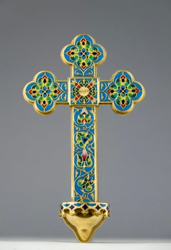 Ferdinand Barbedienne, Cloisonné-Emaille Arabesken-Kruzifix, Frankreich 19.