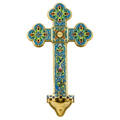 Ferdinand Barbedienne, Cloisonné Enamel Arabesque Crucifix, France 19th Century