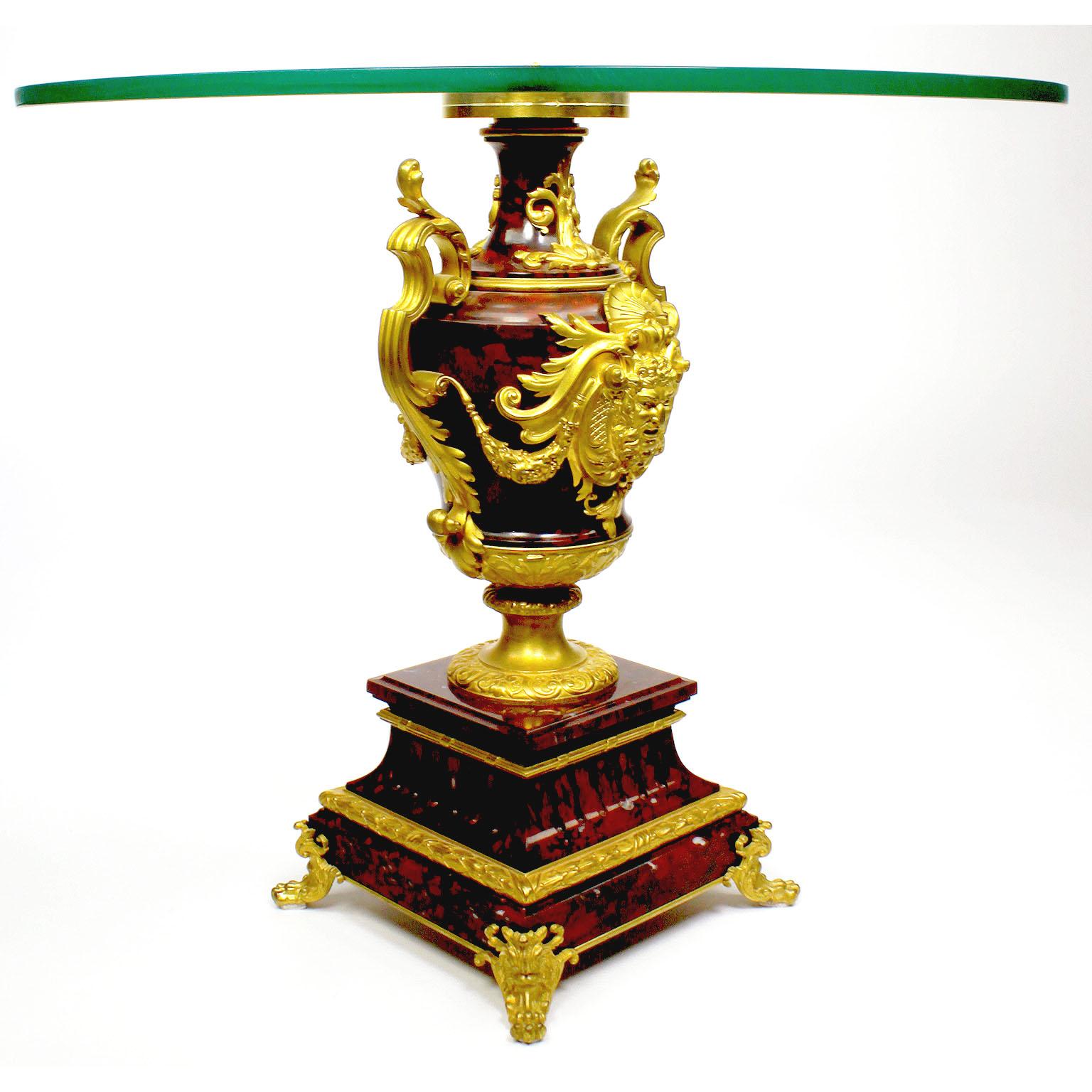 French Ferdinand Barbedienne Pair of Marble & Ormolu Urn Low Tables For Sale