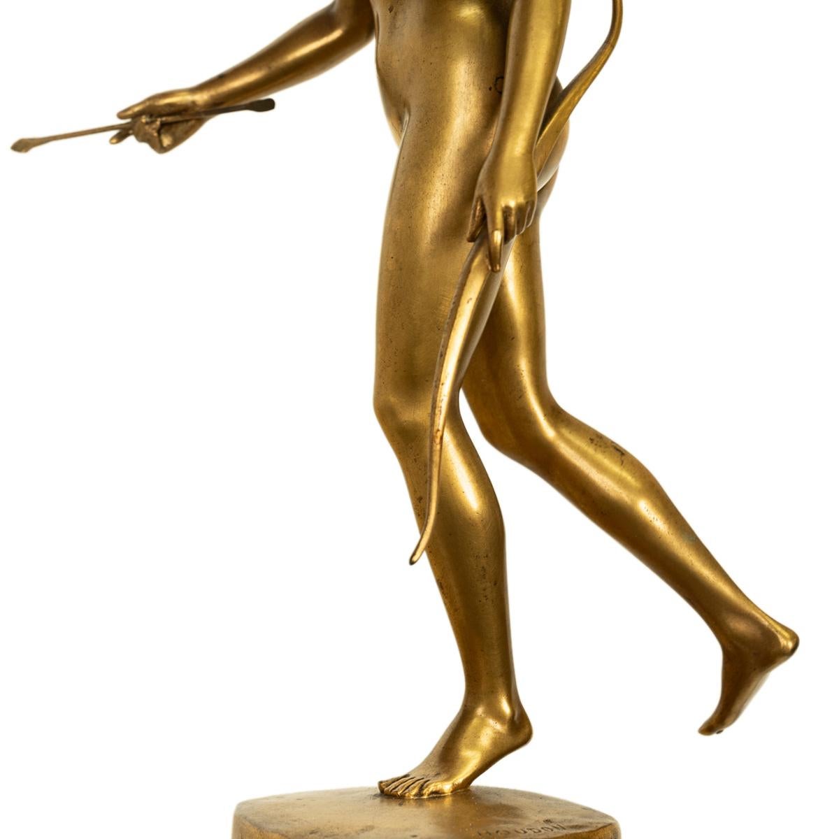 Antique French Grand Tour Gilt Bronze Statue on Column Diana the Huntress 1838 For Sale 8
