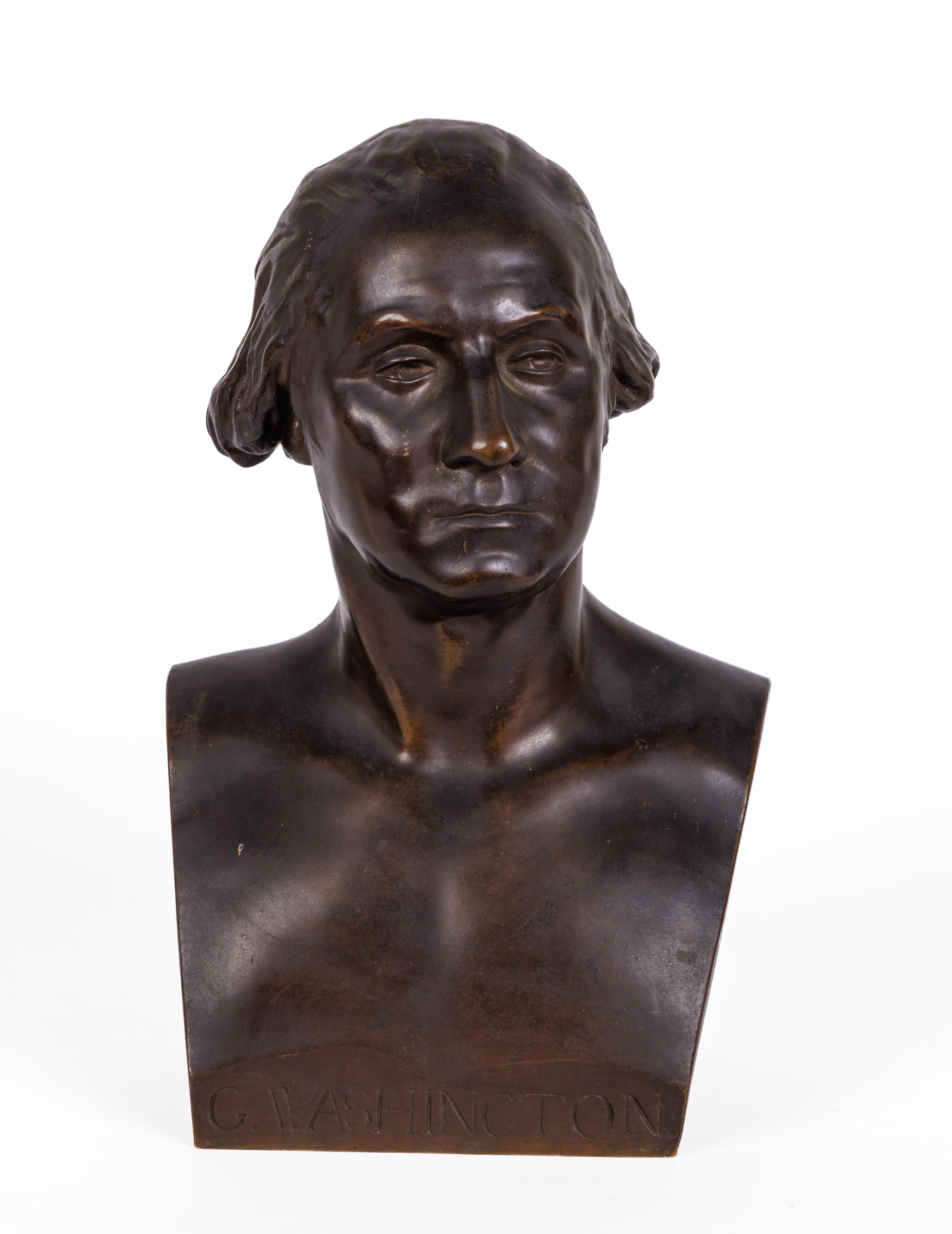 Ferdinand Barbedienne, A French Patinated Bronze Bust of George Washington 1