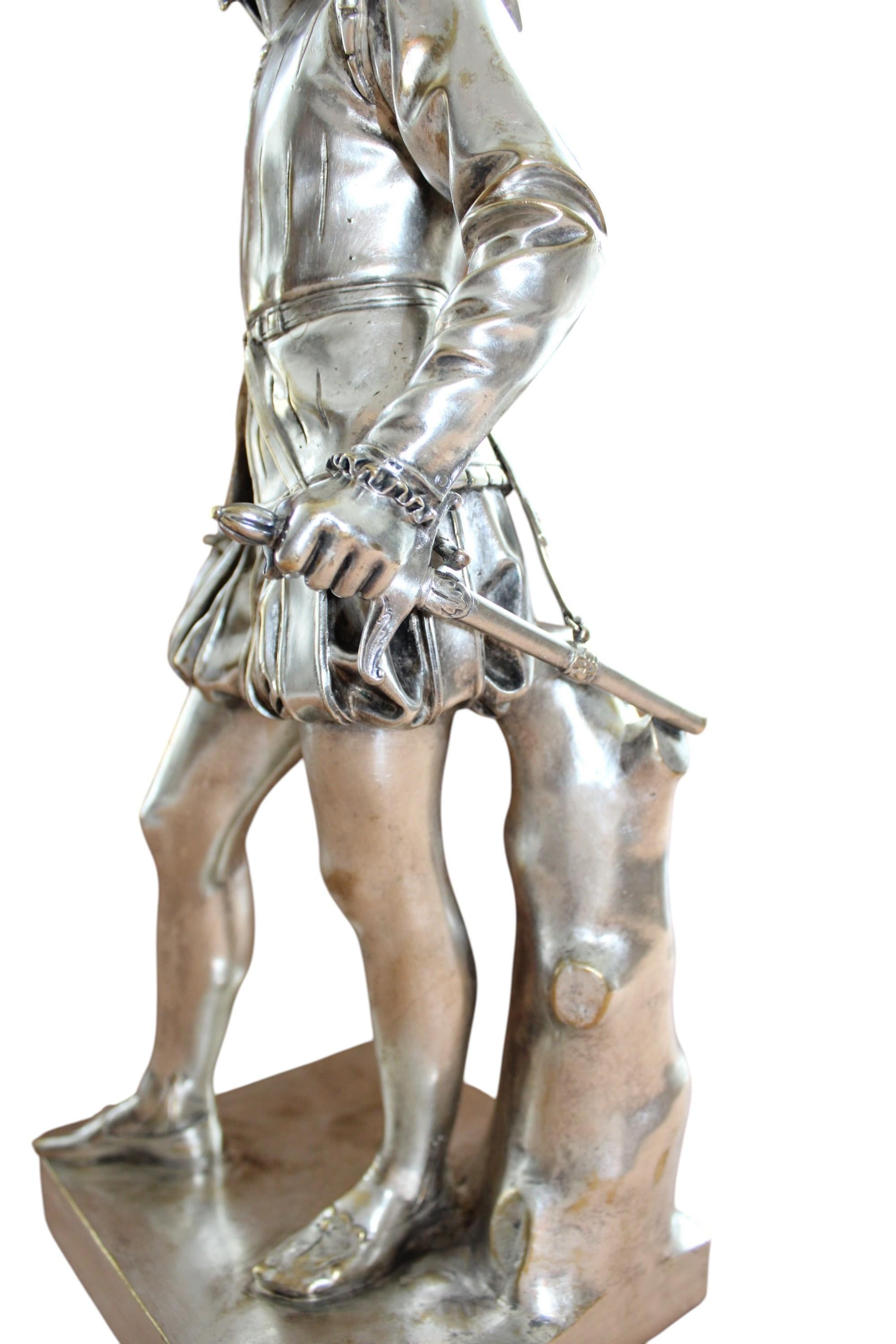 Henry  IV child, King of France, after the original from Francois Joseph Bosio - Gold Figurative Sculpture by Ferdinand Barbedienne