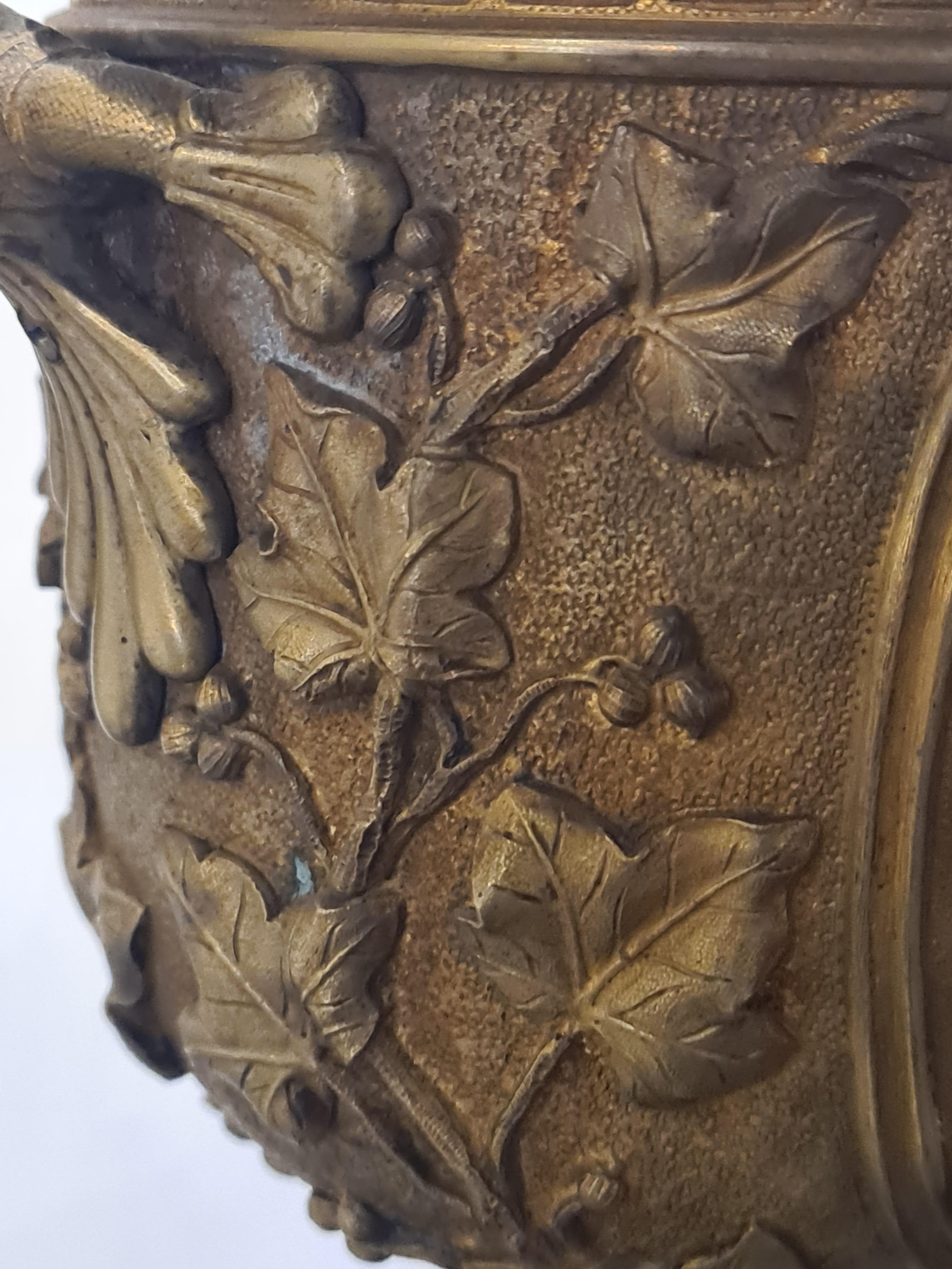 Pair of French Gilt Bronze & Marble Garniture Urns, In The Style of Barbedienne 6