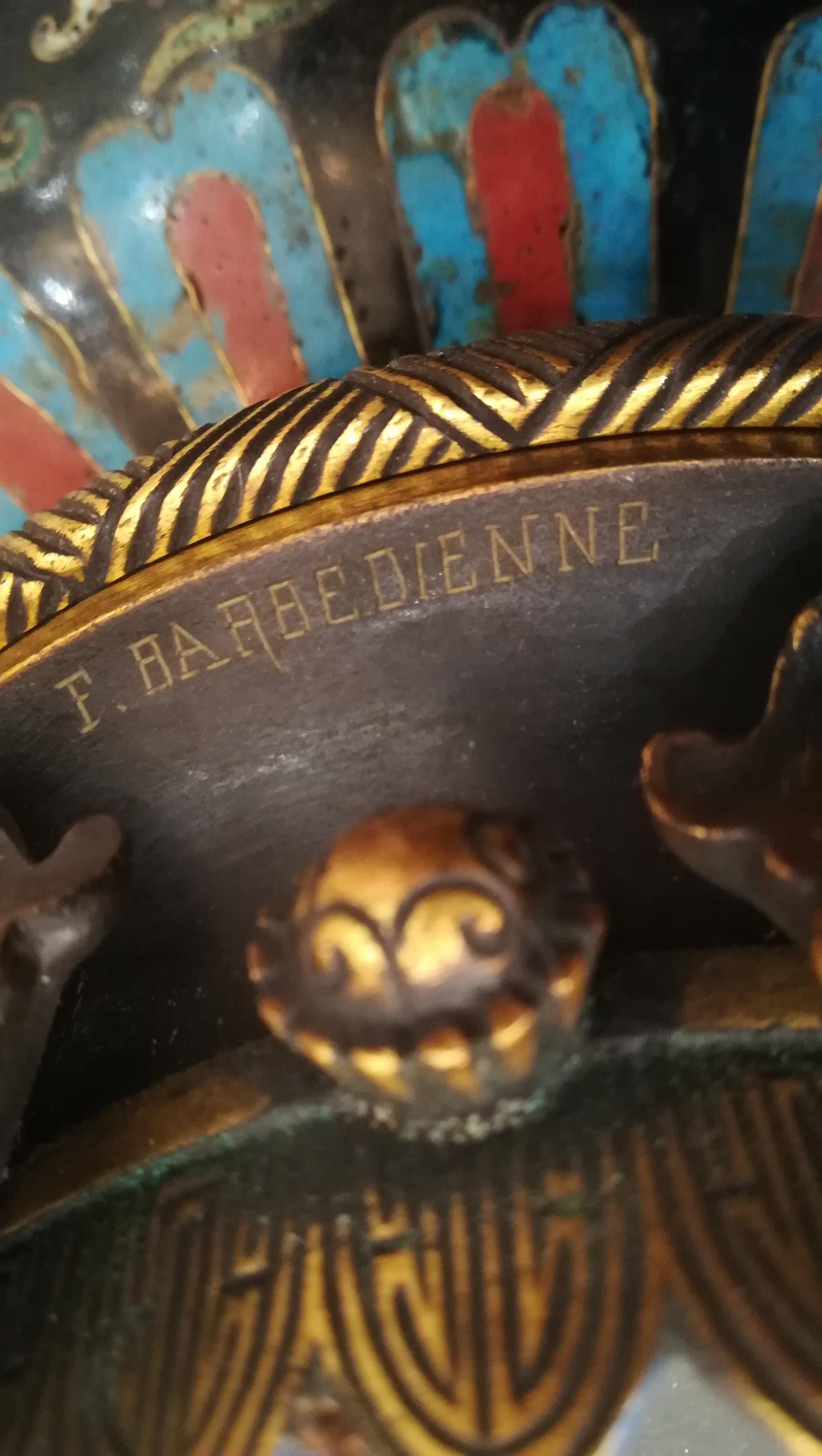 Chinoiserie Ferdinand Barbedienne XIX°Cloisonné Table Lamp For Sale