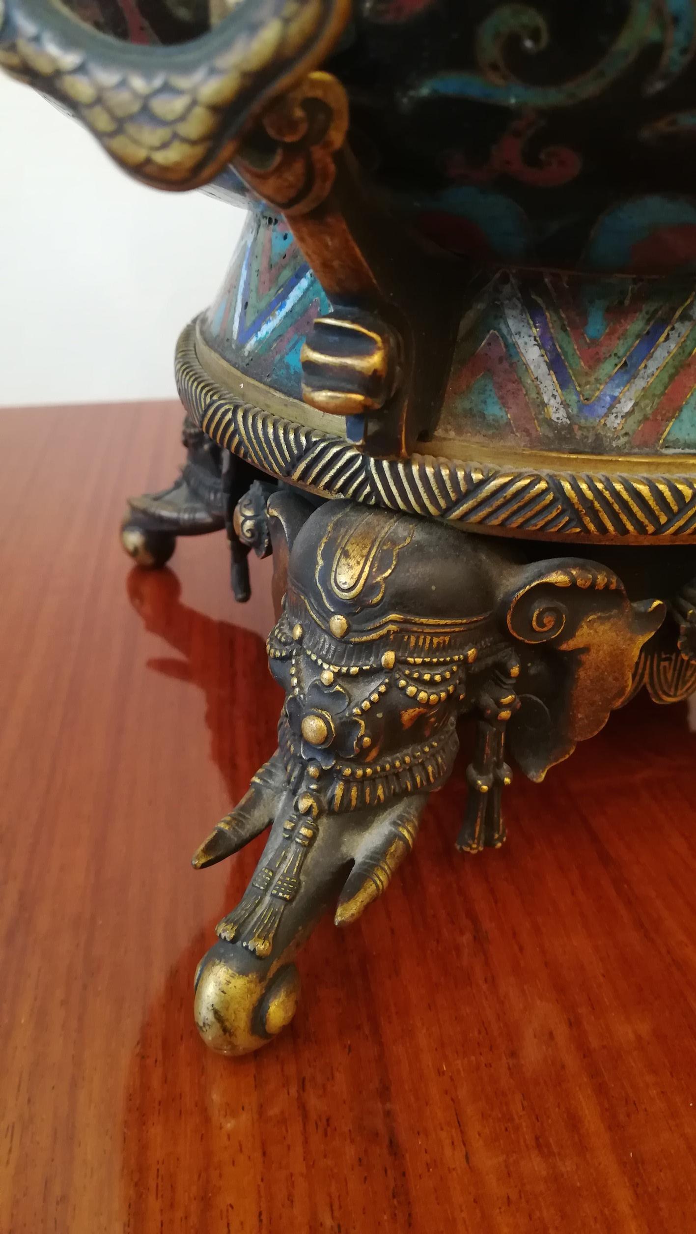 Ferdinand Barbedienne XIX°Cloisonné Table Lamp 2