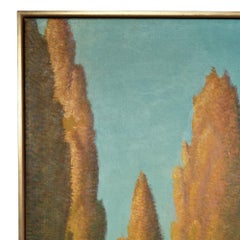 Mid Century Painting of Trees and a Chapel By Ferdinand Burgdorff