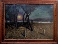 Pacific Grove Moonlight, Mid Century Nocturnal Coastal Landscape