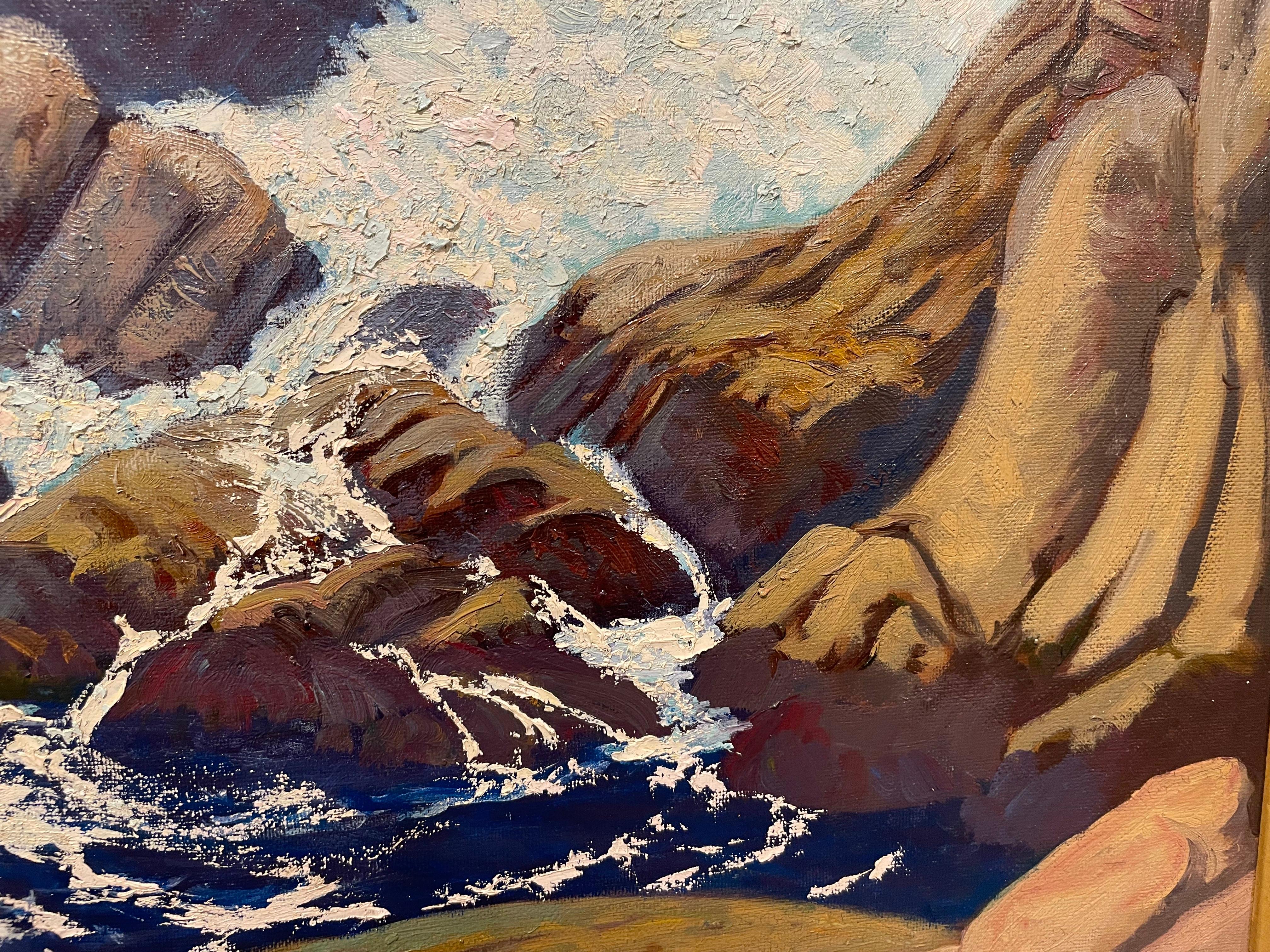 Winter Water, Large Seascape of Point Lobos, Monterey, California Shore For Sale 8