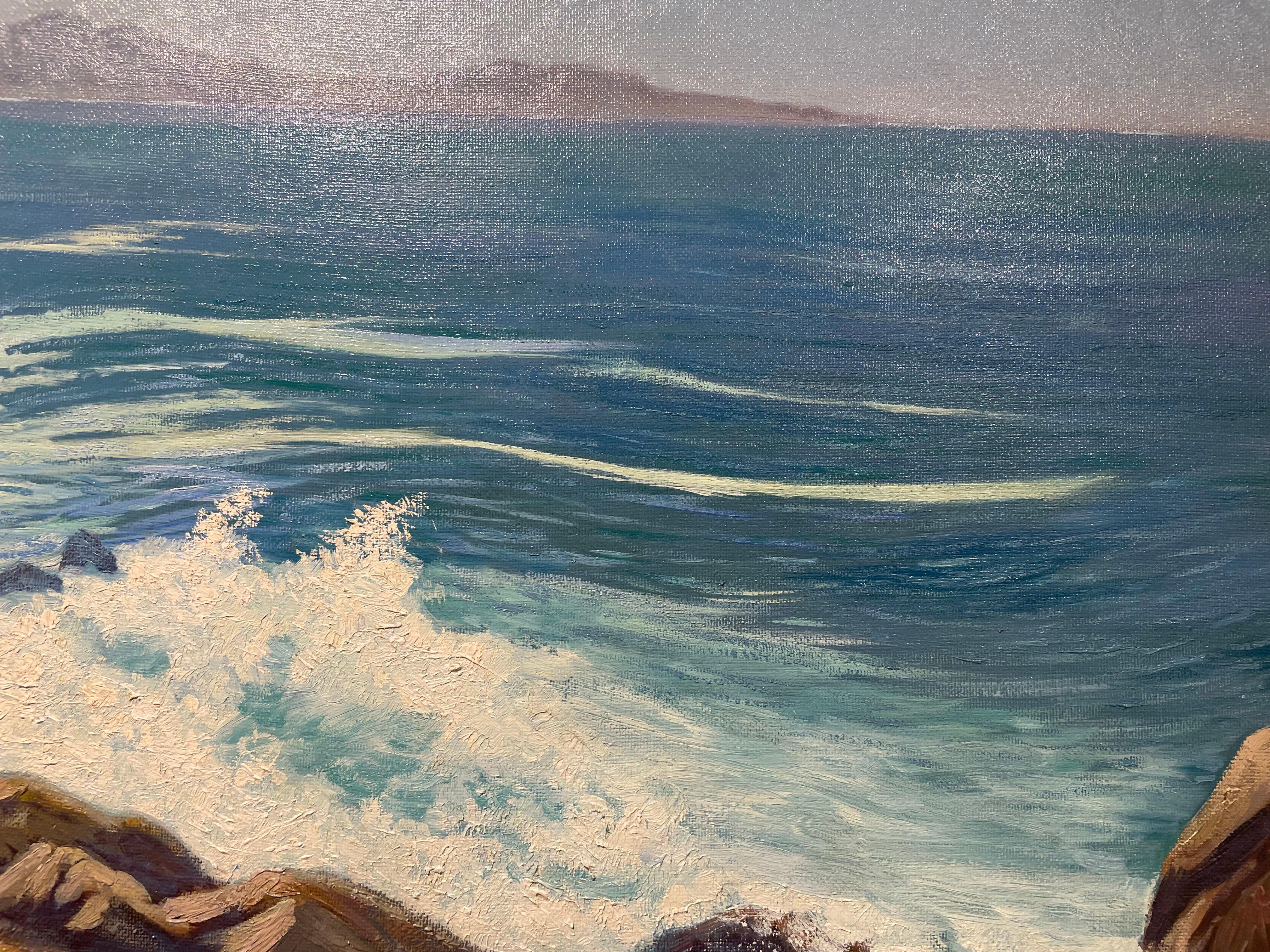Winter Water, Large Seascape of Point Lobos, Monterey, California Shore For Sale 3