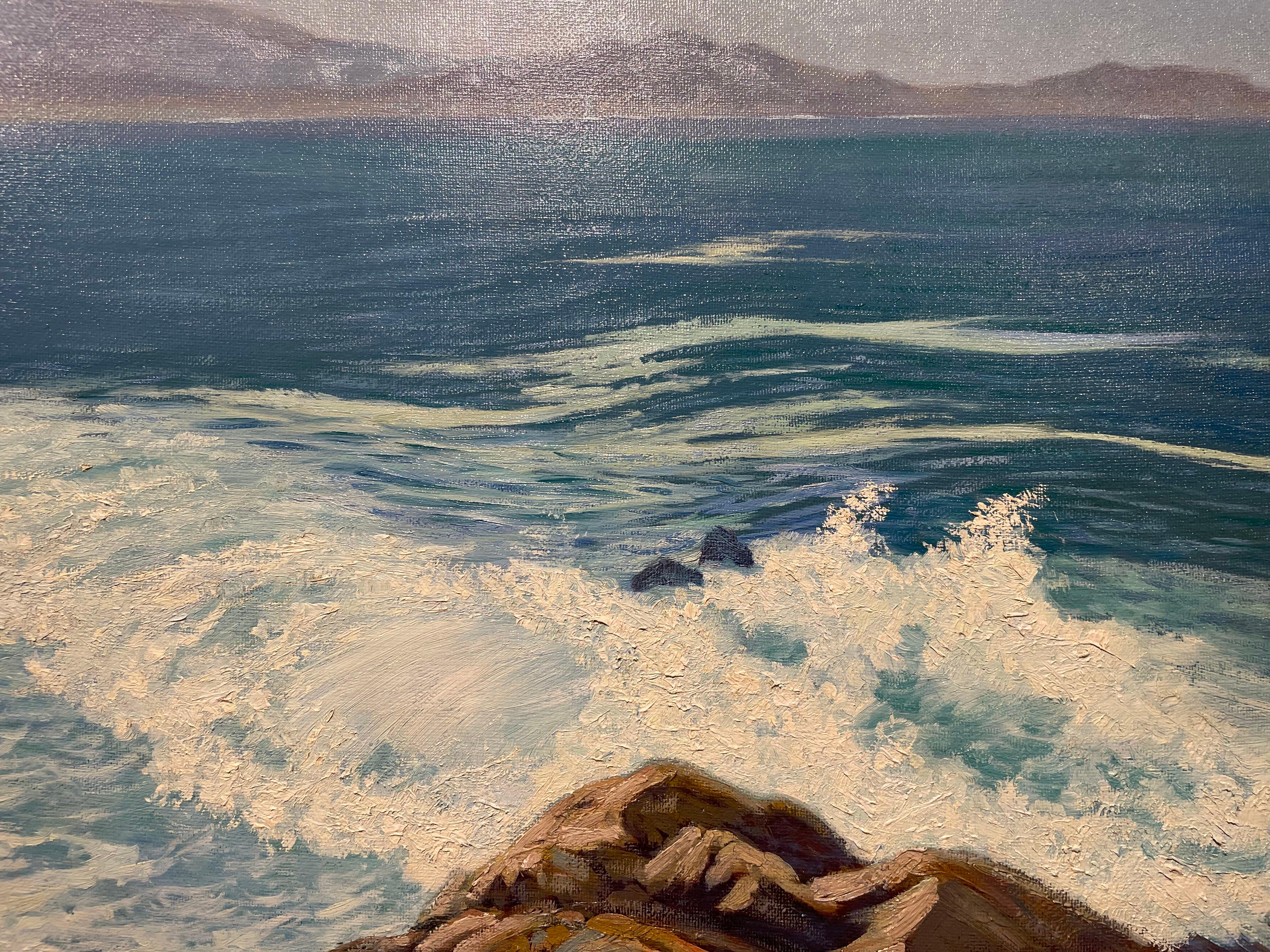 Winter Water, Large Seascape of Point Lobos, Monterey, California Shore For Sale 4