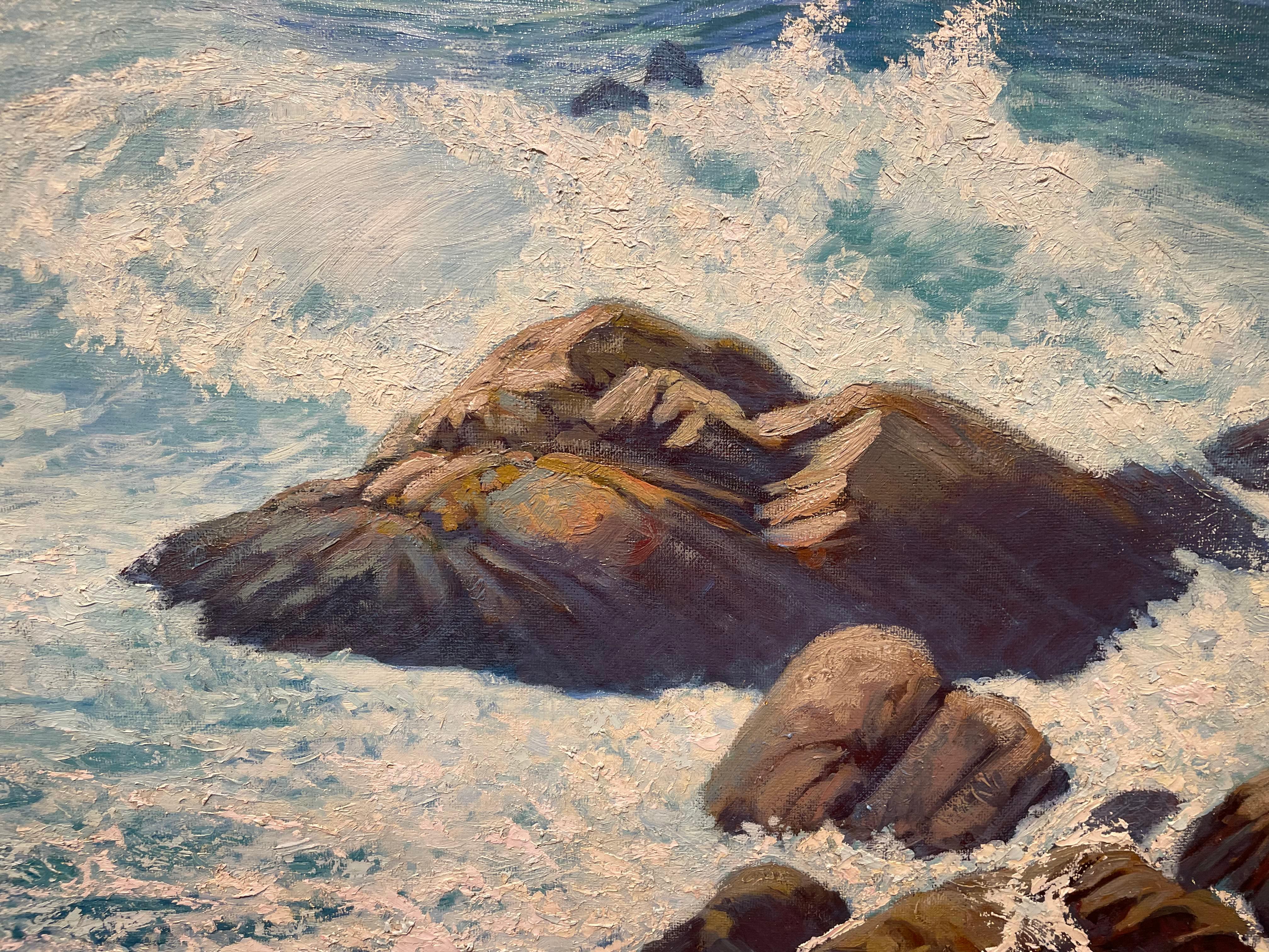 Winter Water, Large Seascape of Point Lobos, Monterey, California Shore For Sale 5