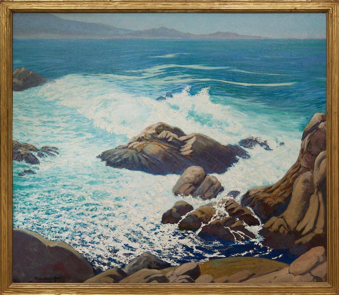 Winter Water, Large Seascape of Point Lobos, Monterey, California Shore - Painting by Ferdinand Burgdorff
