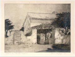 "Sherman Rose" Adobe, Monterey California - Signed 1923 Original Etching