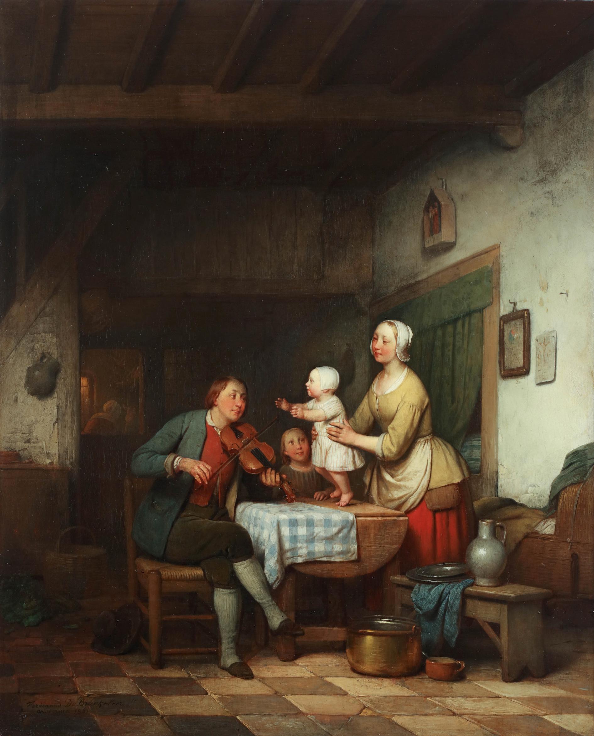 A happy family - Ferdinand de Braekeleer (Antwerp 1792 - Antwerp 1883) - Painting by Ferdinand de Braekeleer the Elder