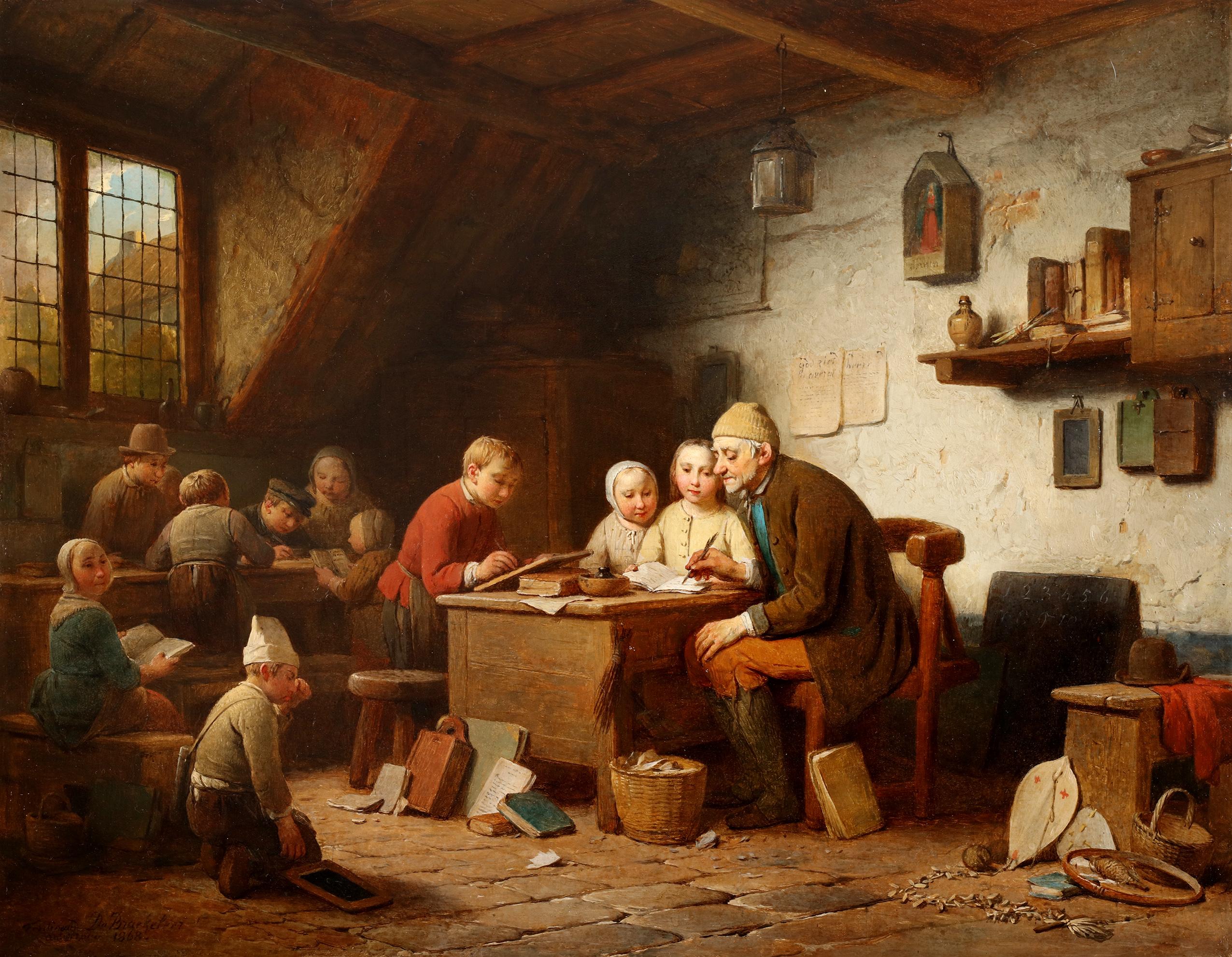 The classroom - Ferdinand de Braekeleer (1792-1883) - Painting by Ferdinand de Braekeleer the Elder