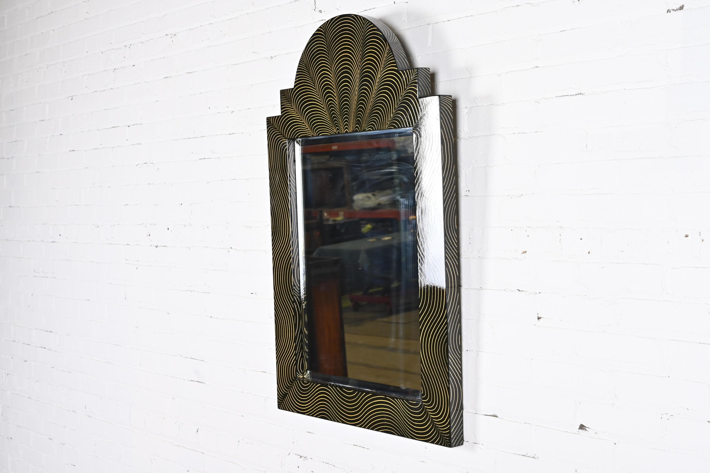 American Ferdinand Digennaro Art Deco Studio Made Lacquered Wall Mirror For Sale