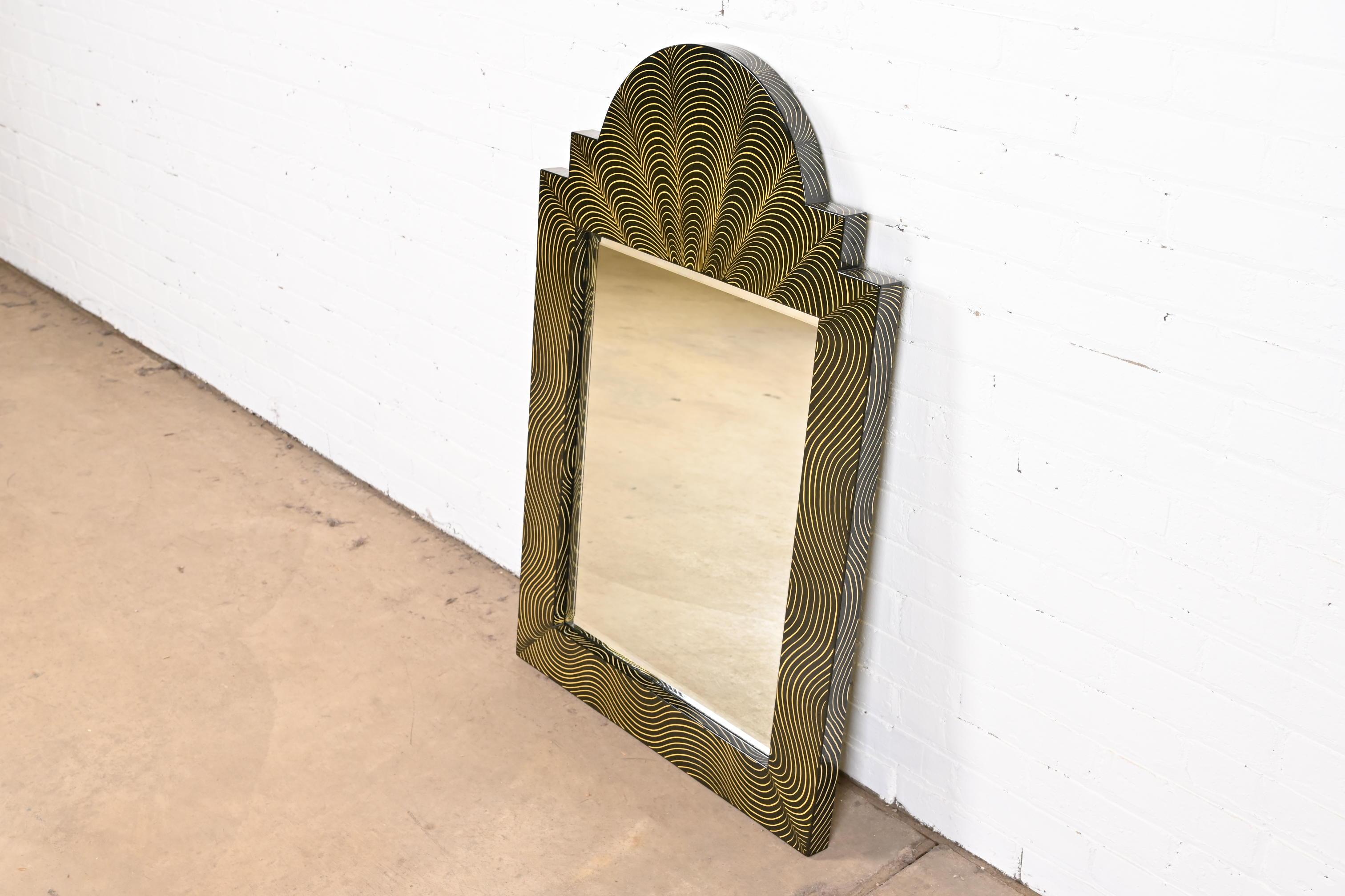 Ferdinand Digennaro Art Deco Studio Made Lacquered Wall Mirror For Sale 1