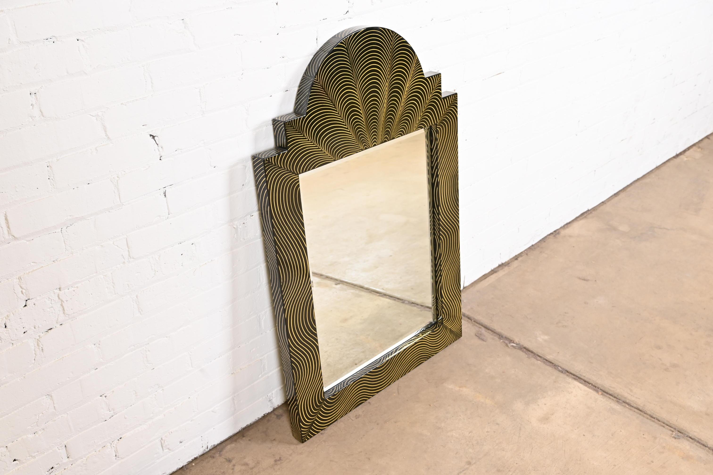Ferdinand Digennaro Art Deco Studio Made Lacquered Wall Mirror For Sale 2