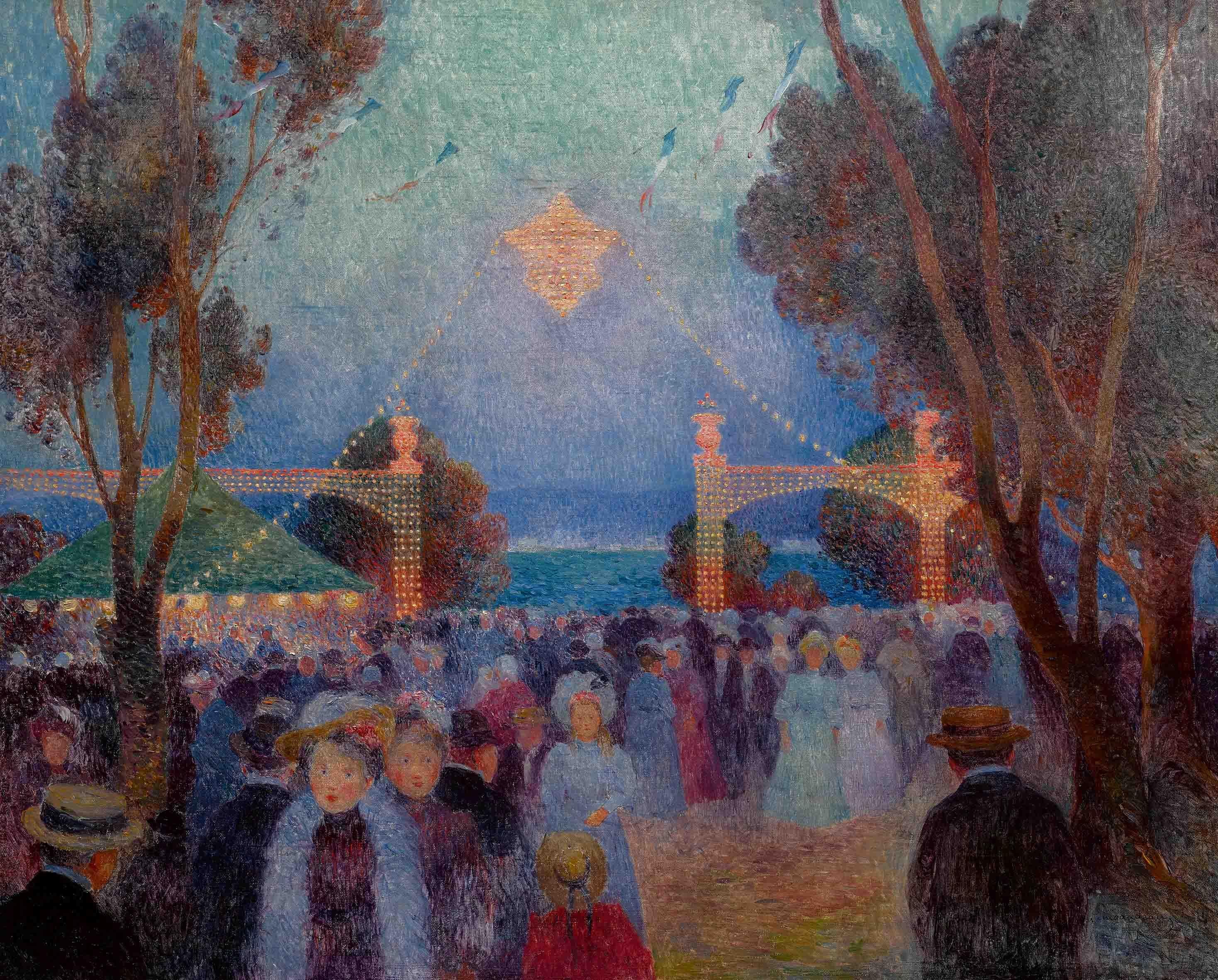 14 juillet, fête foraine - Ferdinand du Puigaudeau, impressionist, 14 july