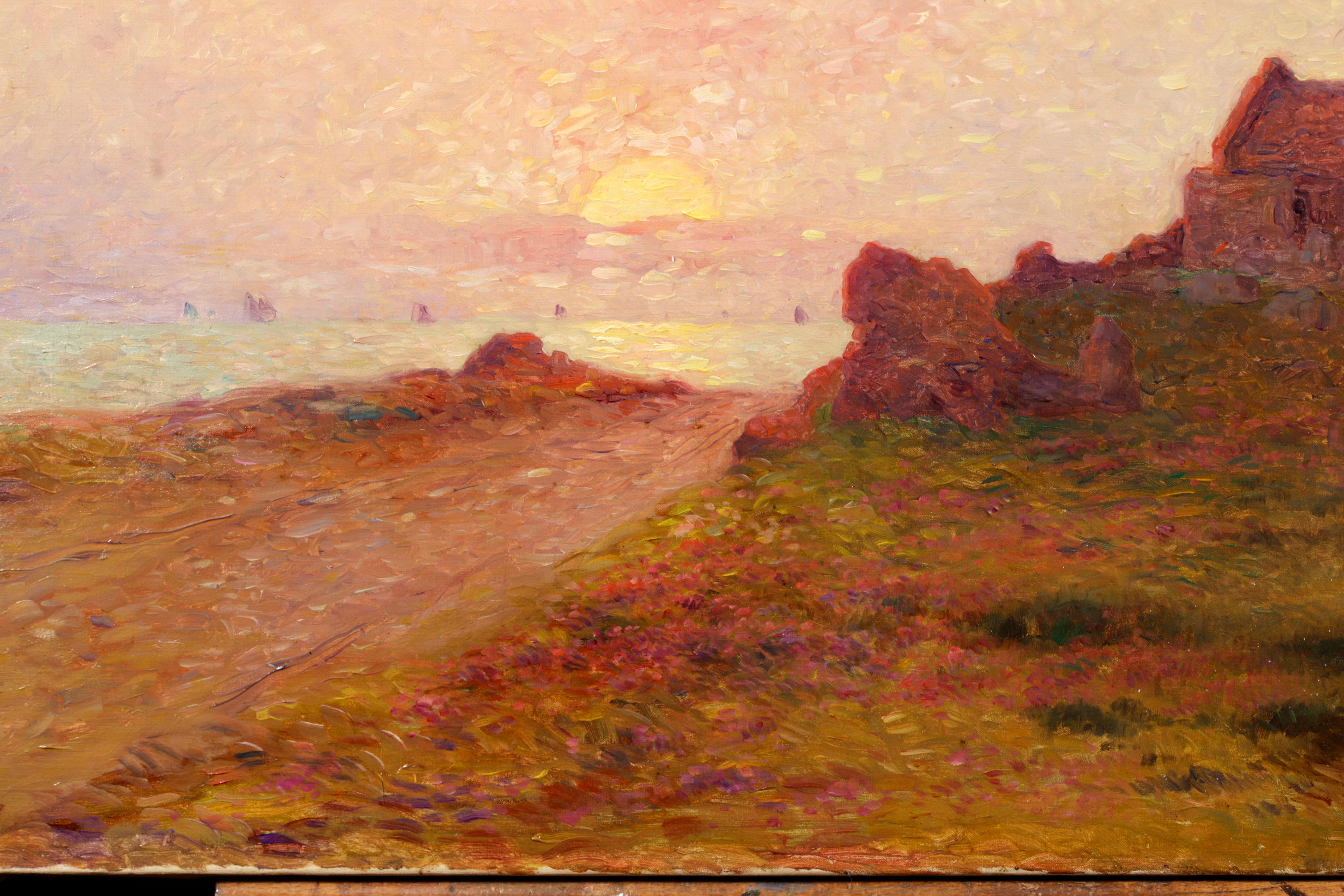 Bateaux sur la mer - Paisaje postimpresionista Óleo de Ferdinand du Puigaudeau 10