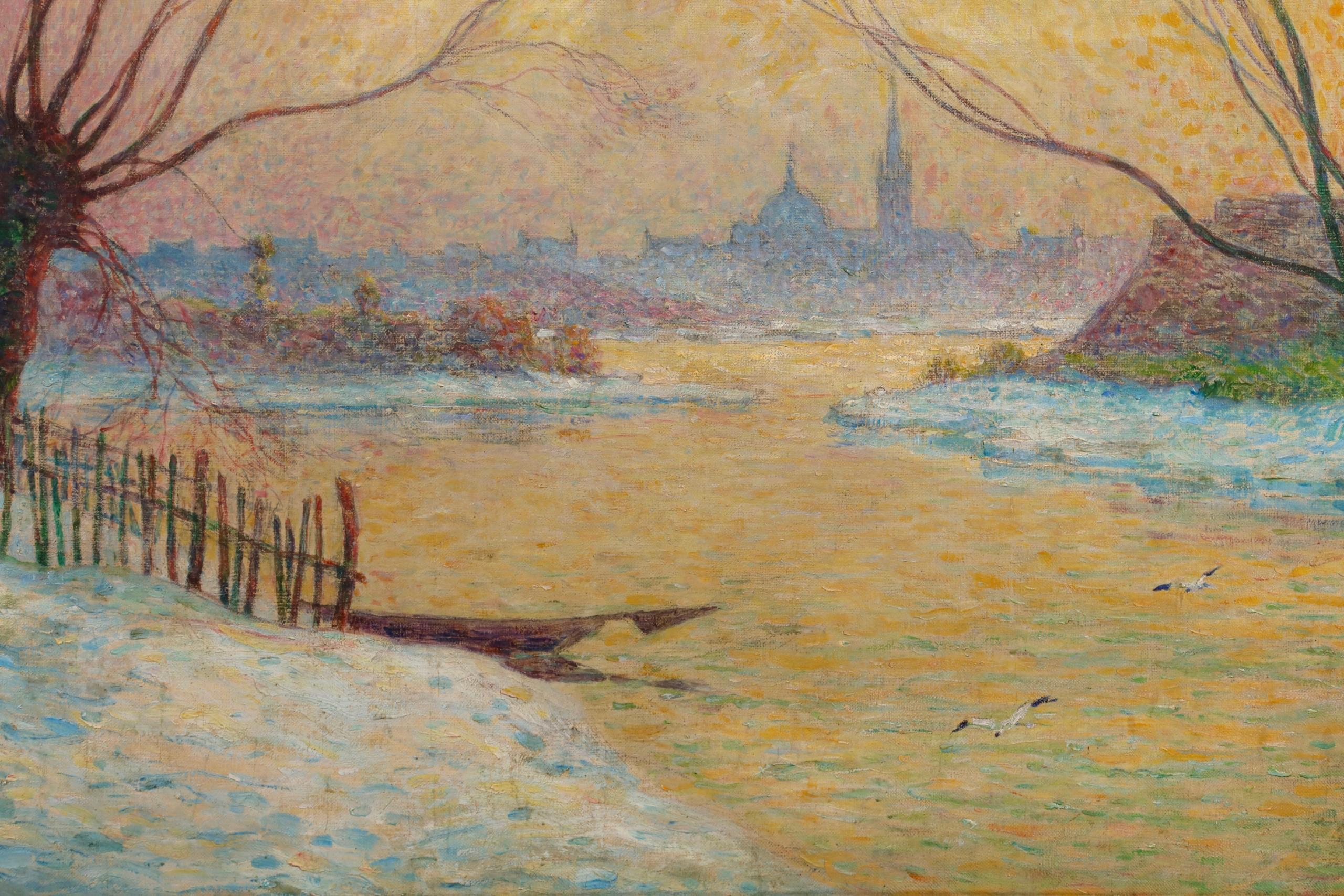 Coucher de soleil - Paesaggio post impressionista a olio di Ferdinand du Puigaudeau in vendita 10