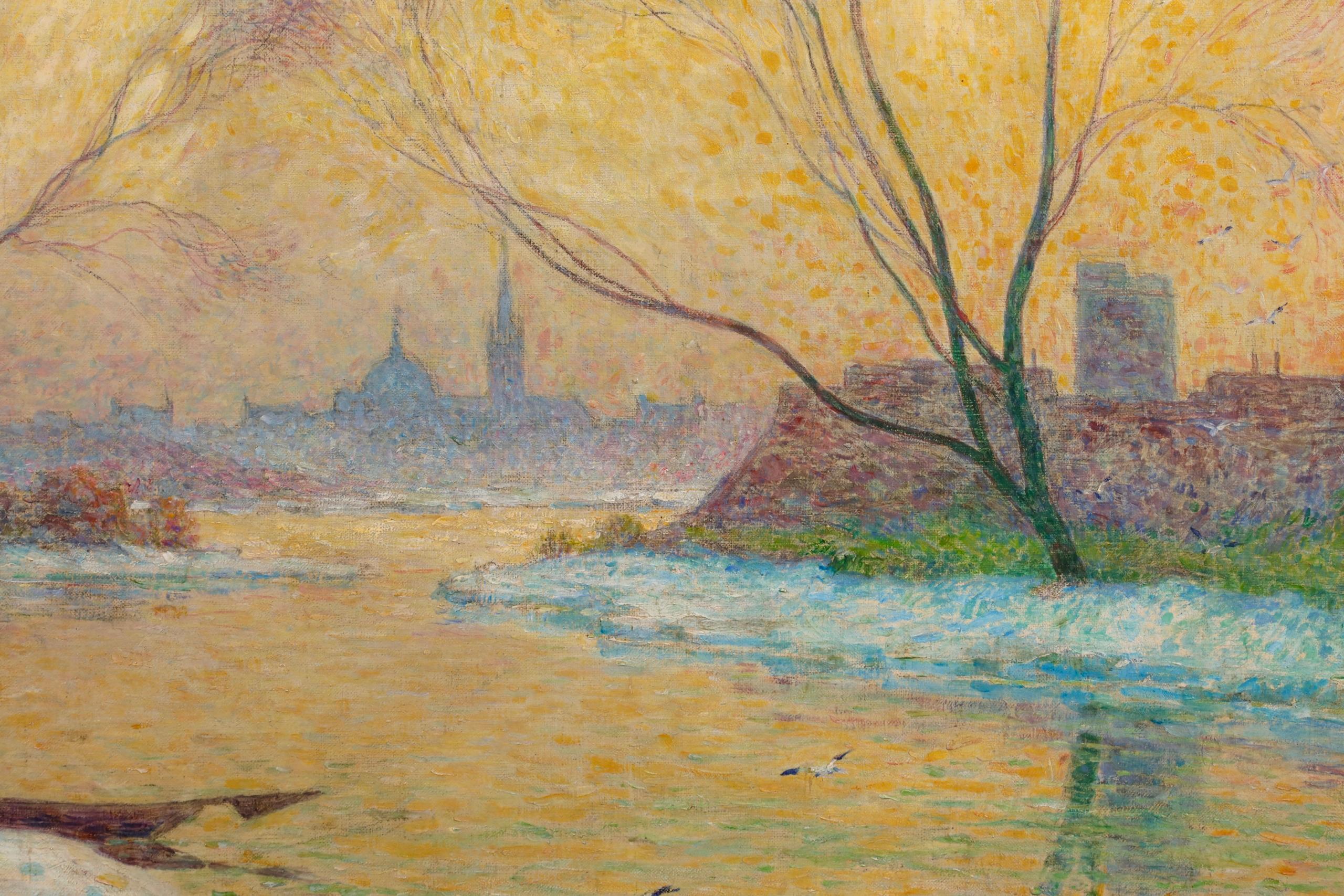 Coucher de soleil - Paesaggio post impressionista a olio di Ferdinand du Puigaudeau in vendita 11