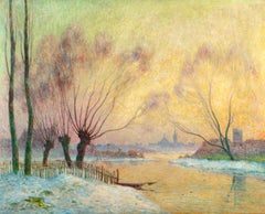 Coucher de soleil - Paysage post-impressionniste Huile de Ferdinand du Puigaudeau
