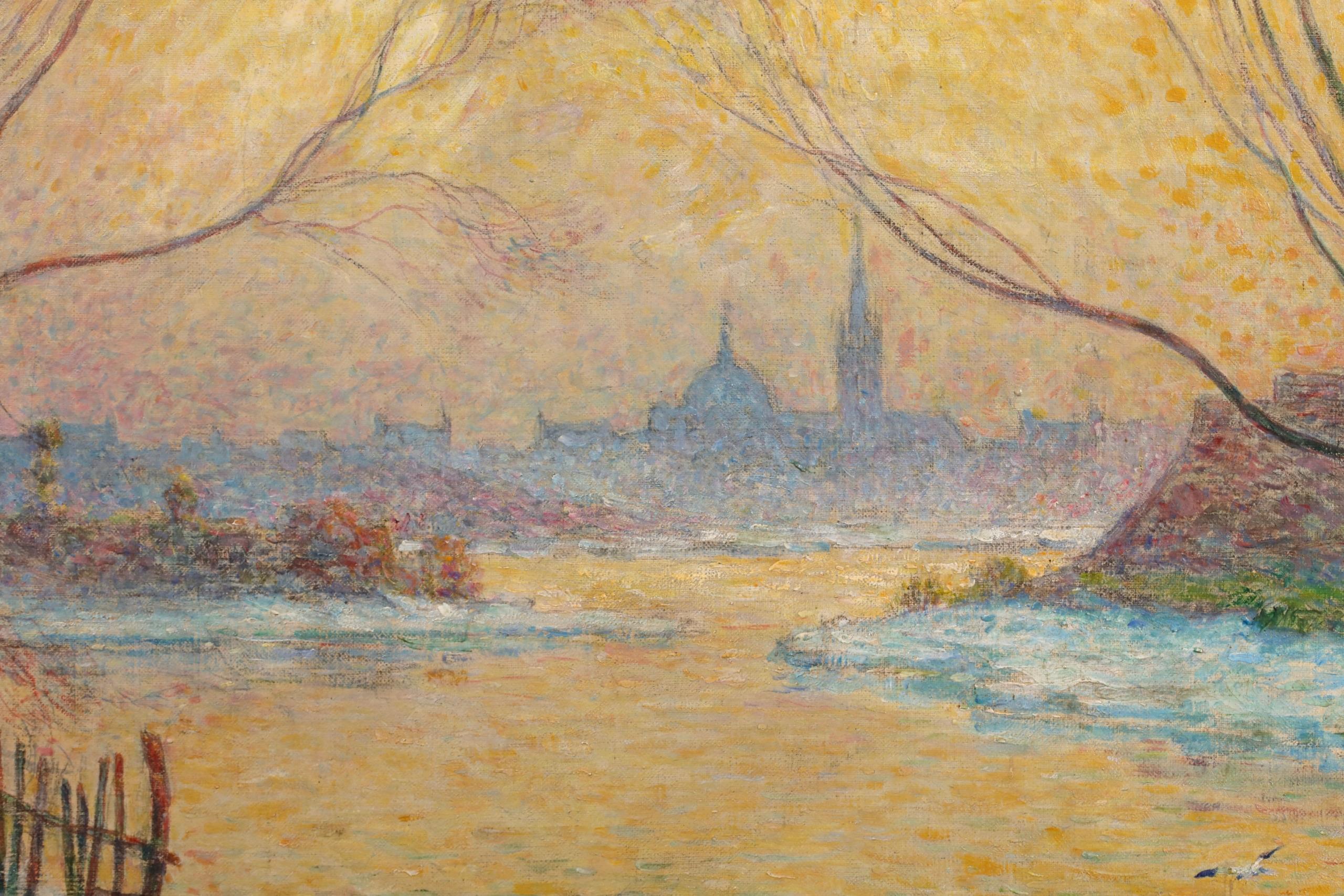 Coucher de soleil - Paesaggio post impressionista a olio di Ferdinand du Puigaudeau in vendita 3
