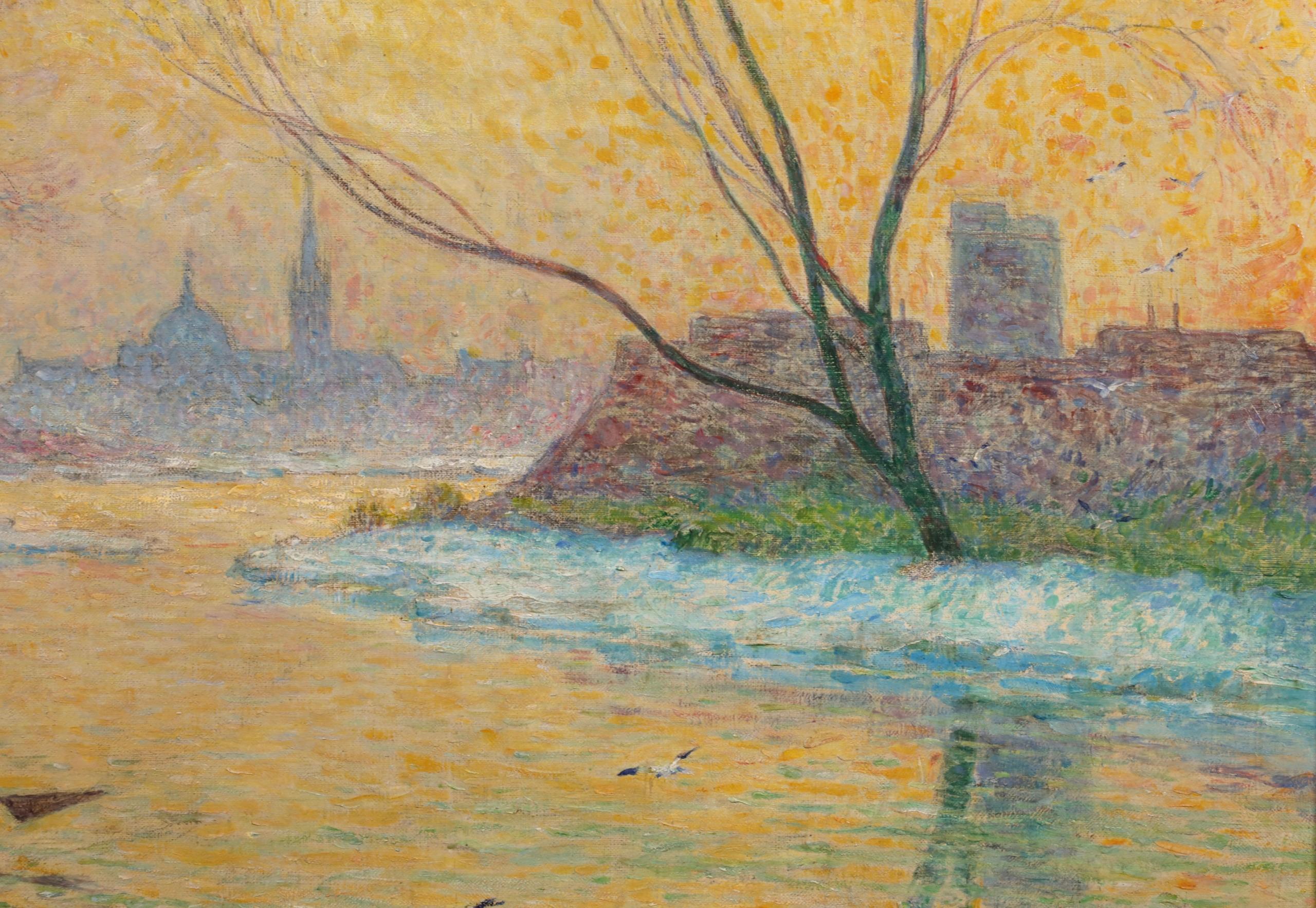 Coucher de soleil - Paesaggio post impressionista a olio di Ferdinand du Puigaudeau in vendita 4