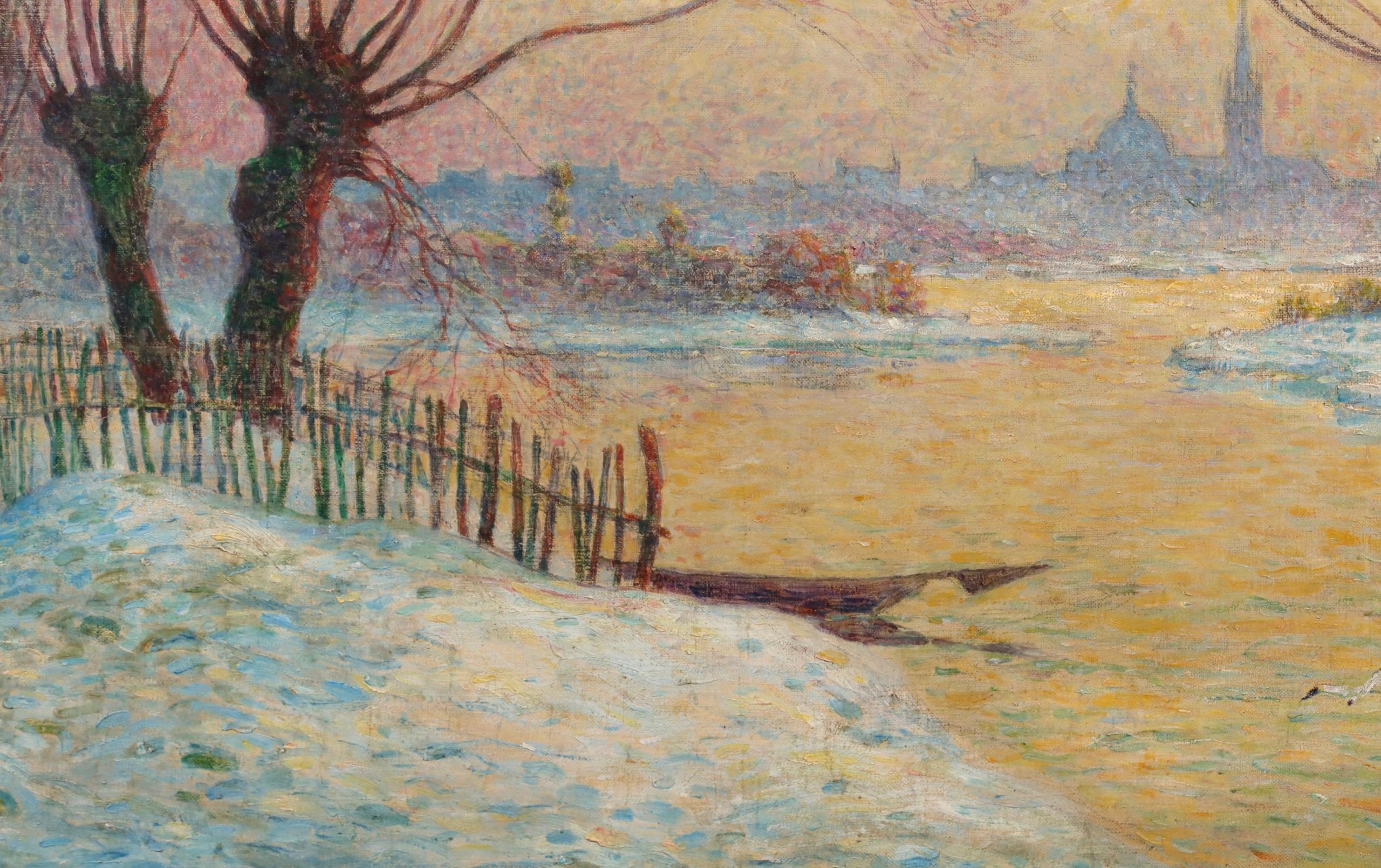 Coucher de soleil - Paesaggio post impressionista a olio di Ferdinand du Puigaudeau in vendita 5