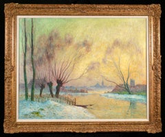 Coucher de soleil - Post Impressionist Landscape Oil by Ferdinand du Puigaudeau