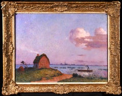Crepuscule en Briere - Post Impressionist Landcape Oil - Ferdinand du Puigaudeau