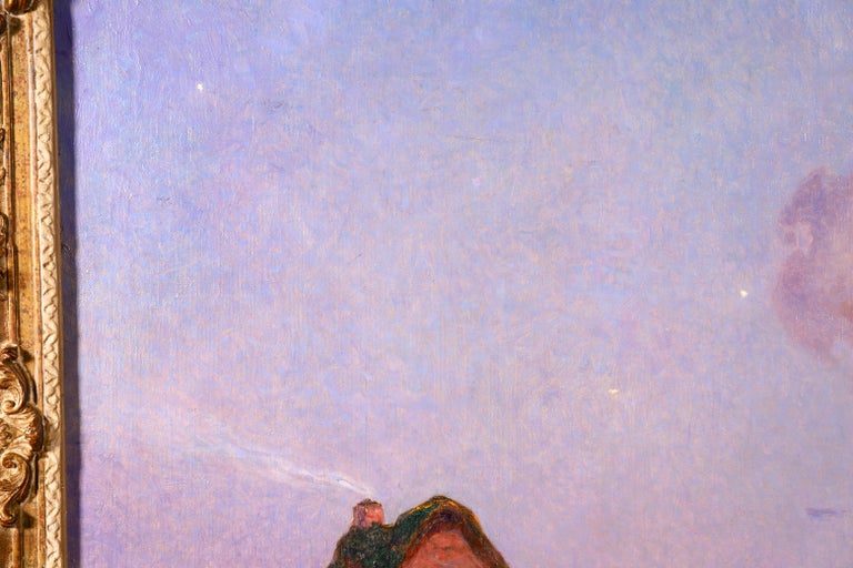 Crépuscule en Brière - Post Impressionist Oil, Seascape at Night - Du Puigaudeau For Sale 6