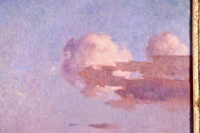 Crépuscule en Brière - Post Impressionist Oil, Seascape at Night - Du Puigaudeau - Post-Impressionist Painting by Ferdinand du Puigaudeau